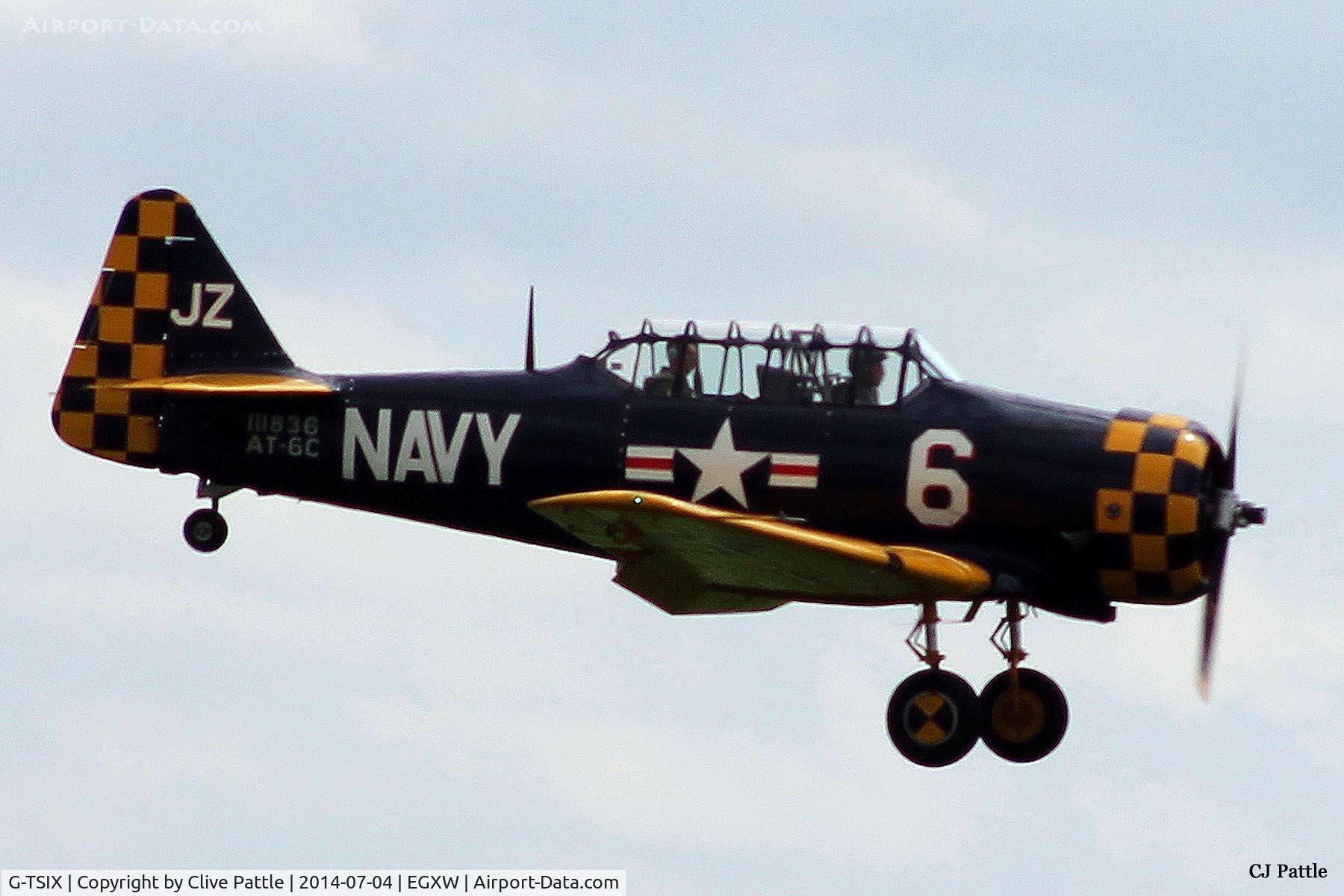 G-TSIX, 1948 North American AT-6C Harvard IIA C/N 88-9725, On approach to Waddington Airshow 2014