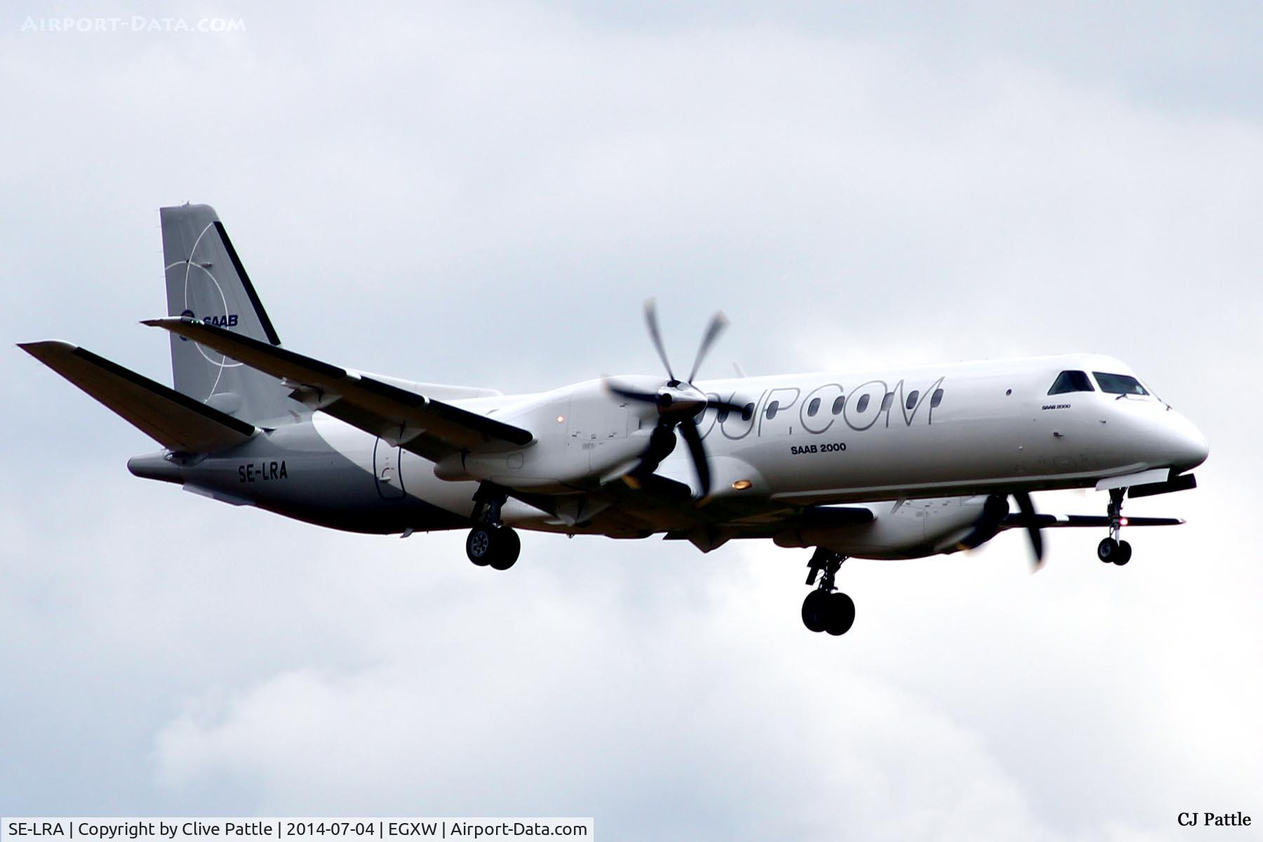 SE-LRA, 1995 Saab 2000 C/N 2000-014, On approach to Waddington Airshow 2014