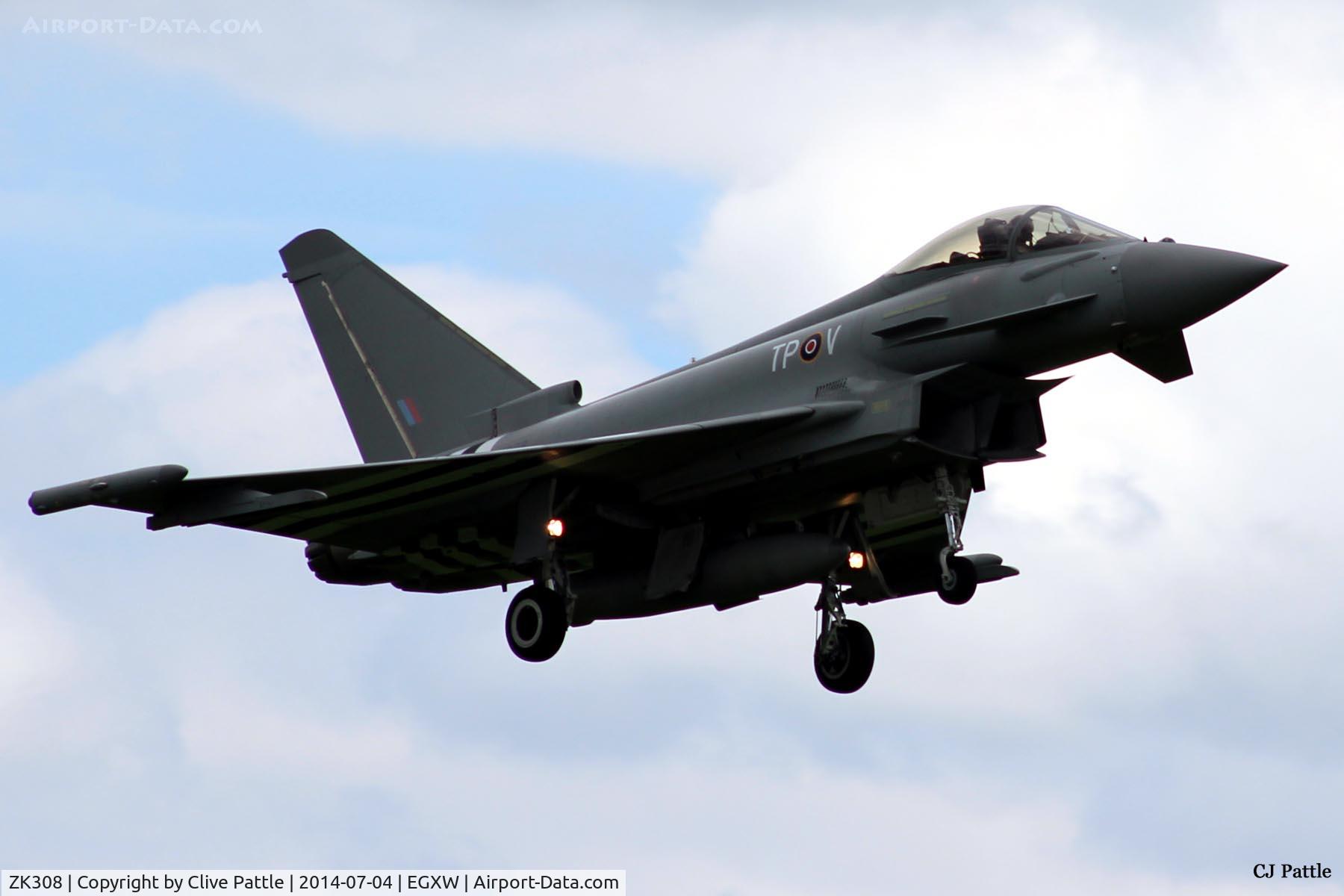 ZK308, 2009 Eurofighter EF-2000 Typhoon FGR4 C/N BS059, On approach to RAF Waddington for Airshow 2014
