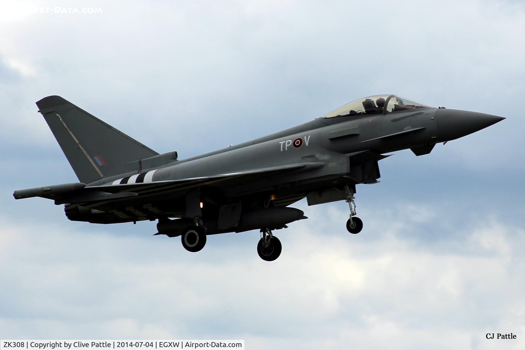 ZK308, 2009 Eurofighter EF-2000 Typhoon FGR4 C/N BS059, On approach to RAF Waddington for Airshow 2014