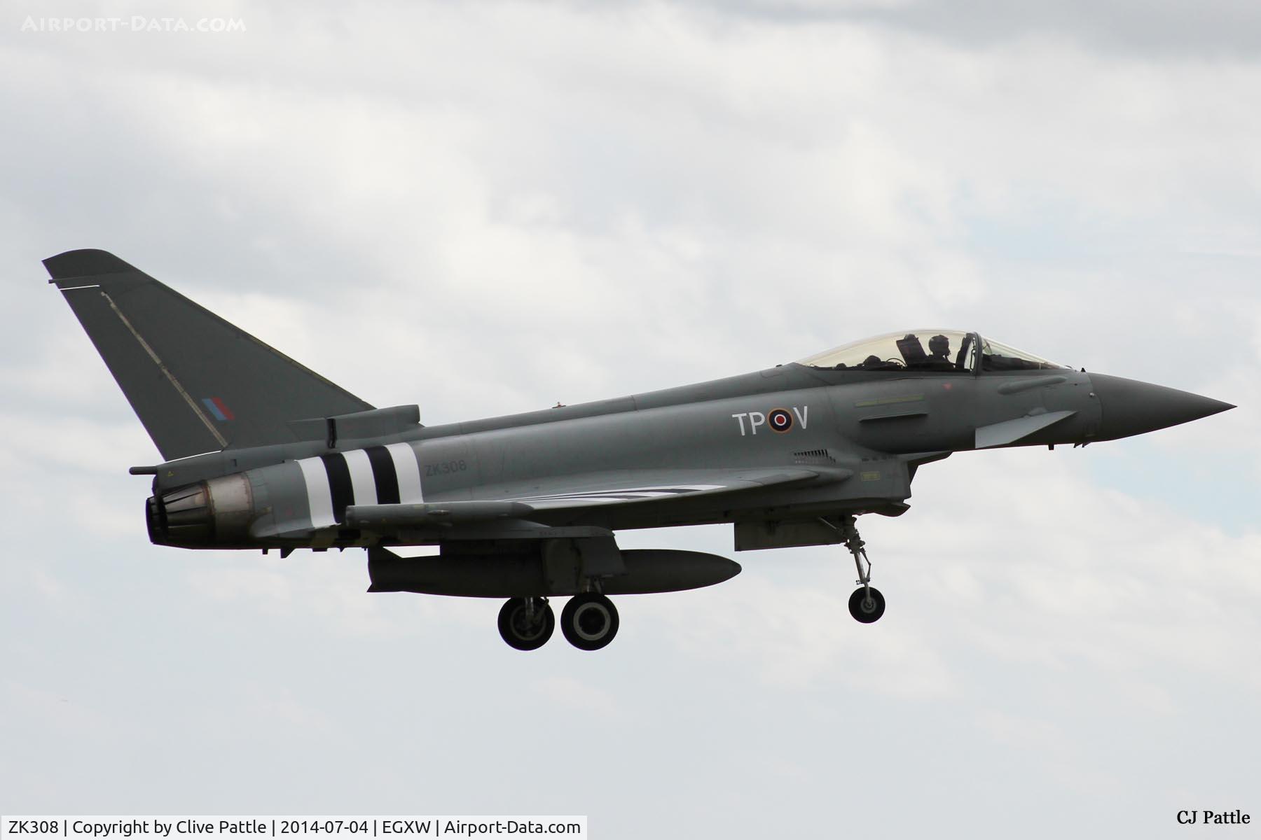 ZK308, 2009 Eurofighter EF-2000 Typhoon FGR4 C/N BS059, On approach to RAF Waddington for Airshow 2014