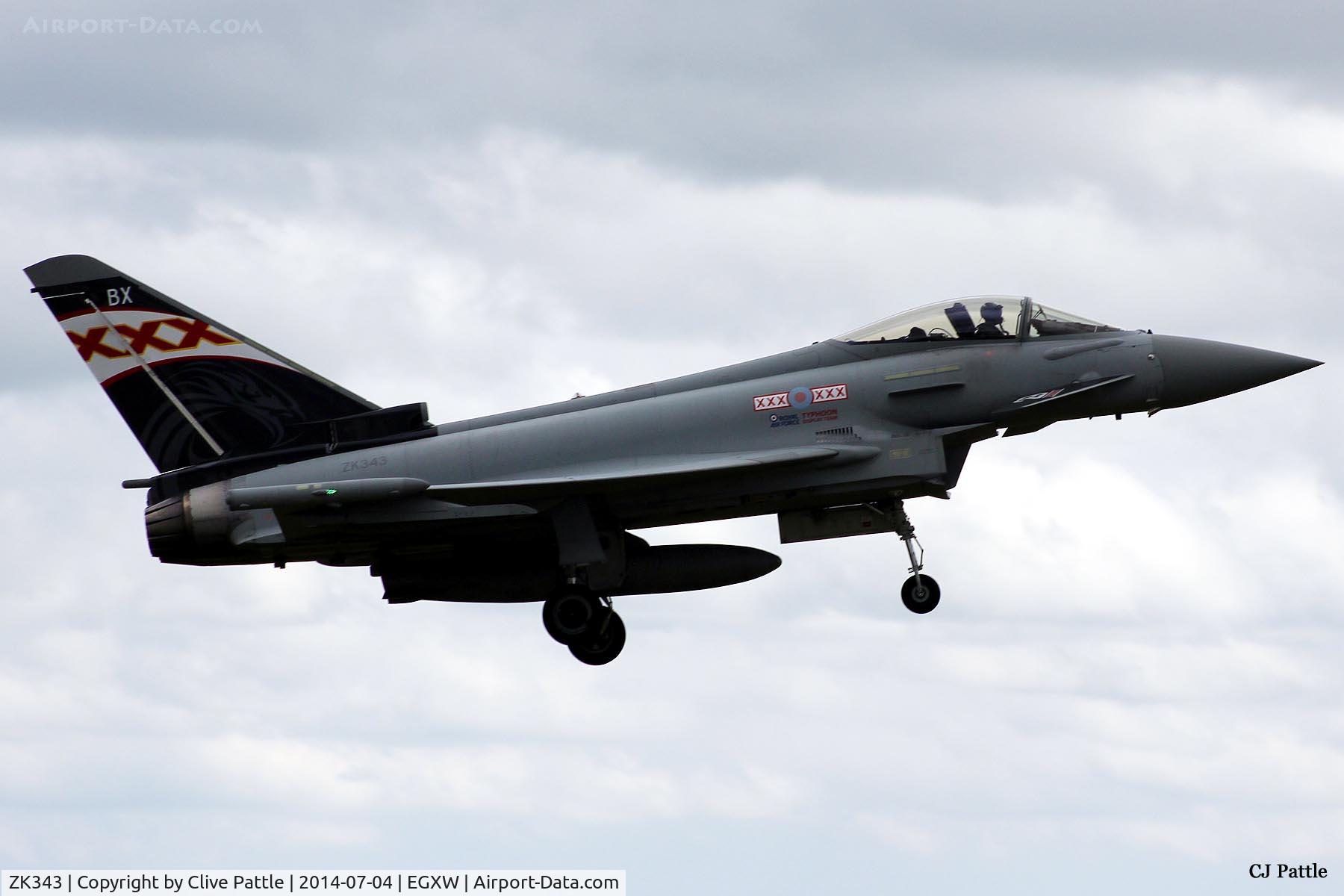 ZK343, 2012 Eurofighter EF-2000 Typhoon FGR4 C/N BS104/380, On approach to RAF Waddington for Airshow 2014