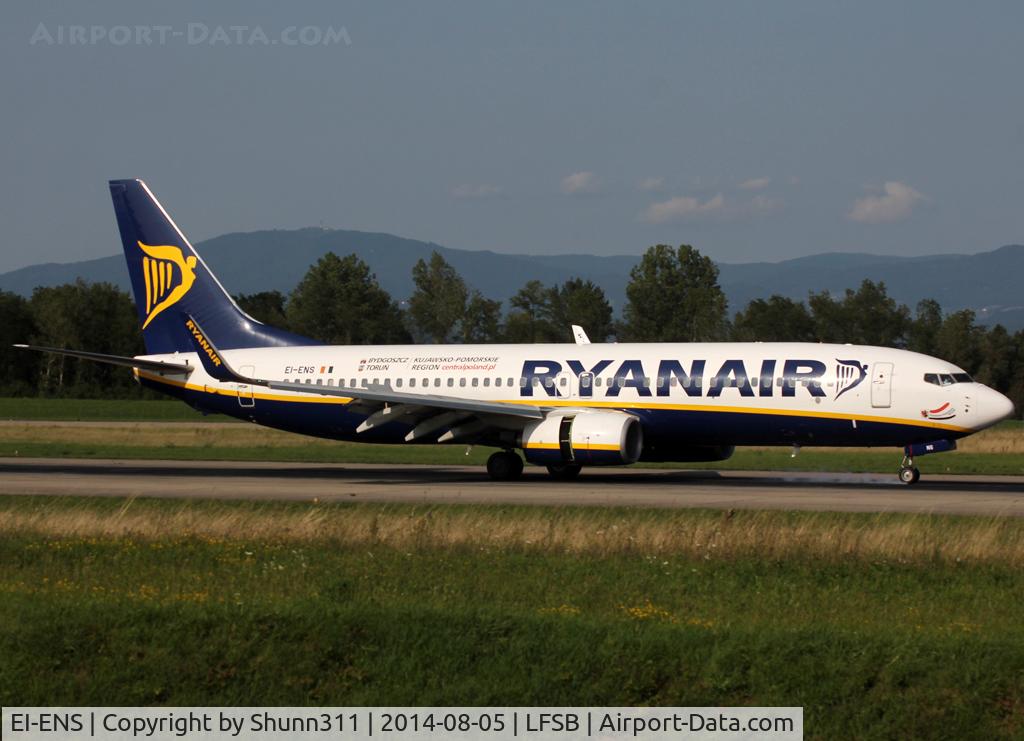 EI-ENS, 2010 Boeing 737-8AS C/N 40307, Landing rwy 16 with additional sticker who promote Poland