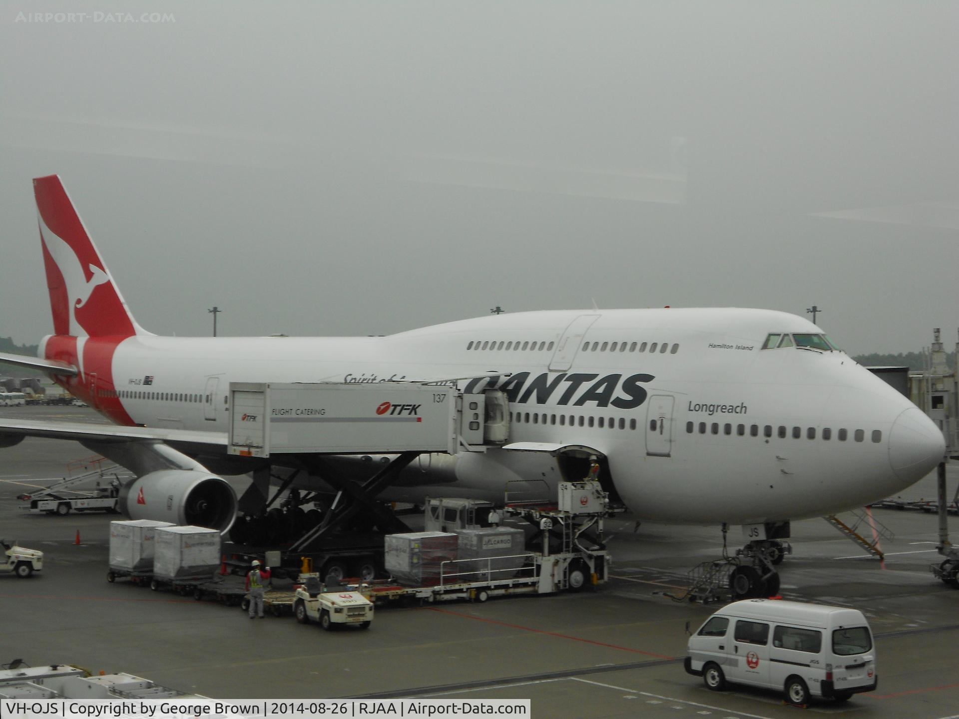 VH-OJS, 1999 Boeing 747-438 C/N 25564, After arrival in Narita as QF21