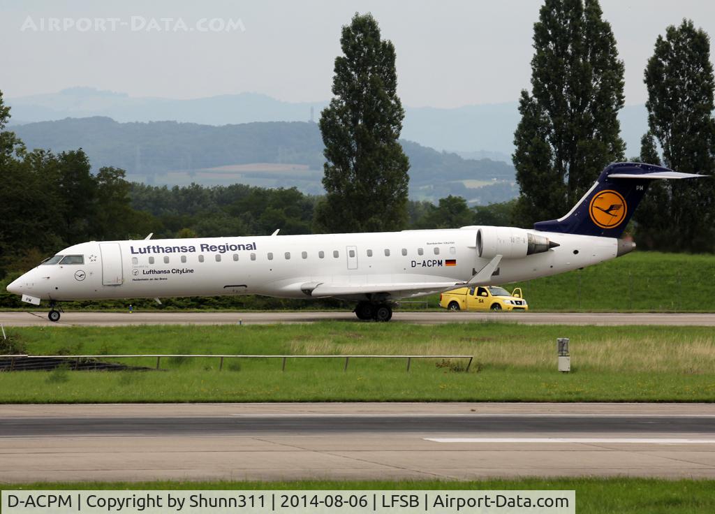 D-ACPM, 2003 Bombardier CRJ-701ER (CL-600-2C10) Regional Jet C/N 10080, Taxiing holding point rwy 16 for departure...