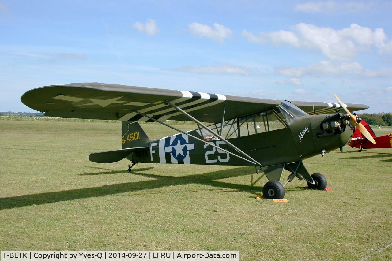 F-BETK, 1945 Piper L-4J Grasshopper (J3C-65D) C/N 13241, Piper J3C-65 Cub, Static display, Morlaix-Ploujean airport (LFRU-MXN) air show in september 2014