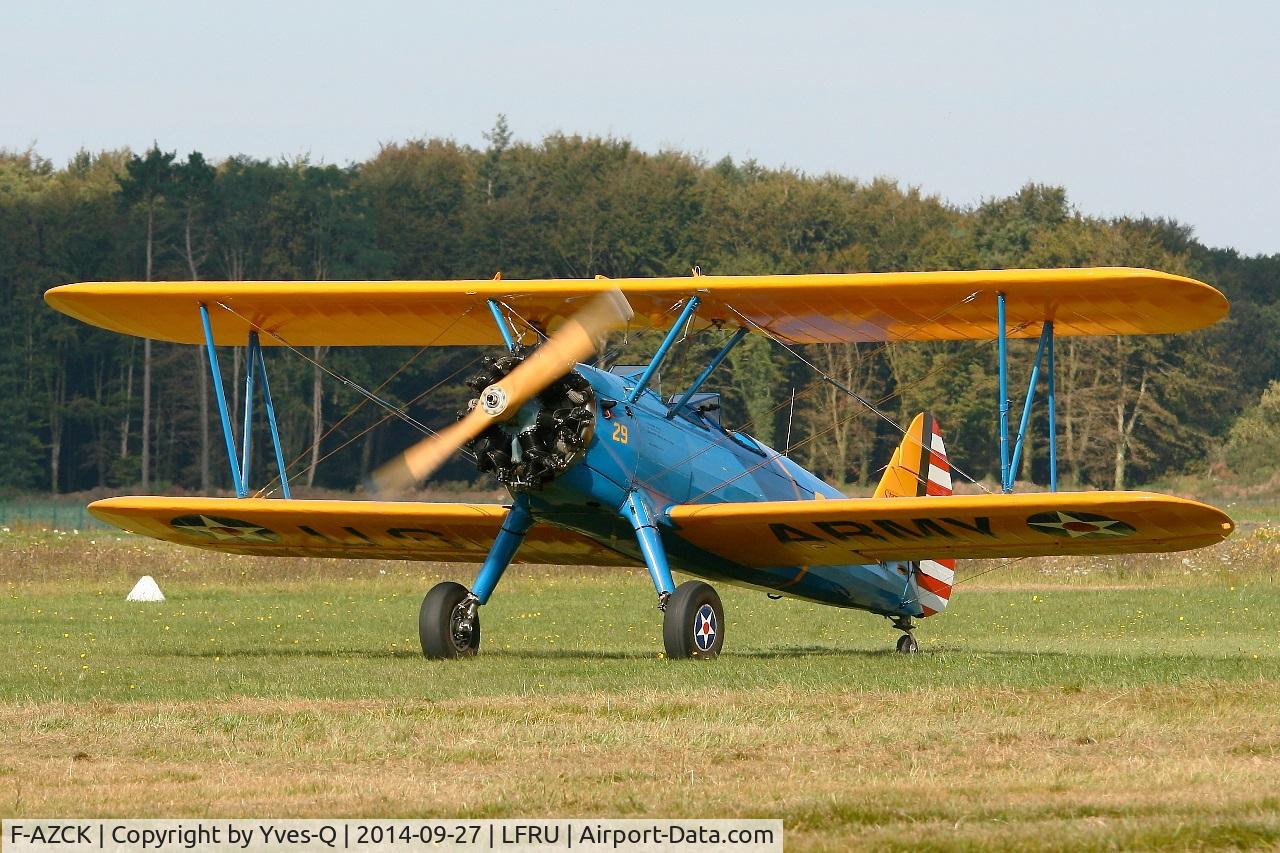 F-AZCK, 1941 Boeing A75N1 (PT-17) C/N 75-1653, Boeing A75N1, Taxiing, Morlaix-Ploujean airport (LFRU-MXN) air show in september 2014