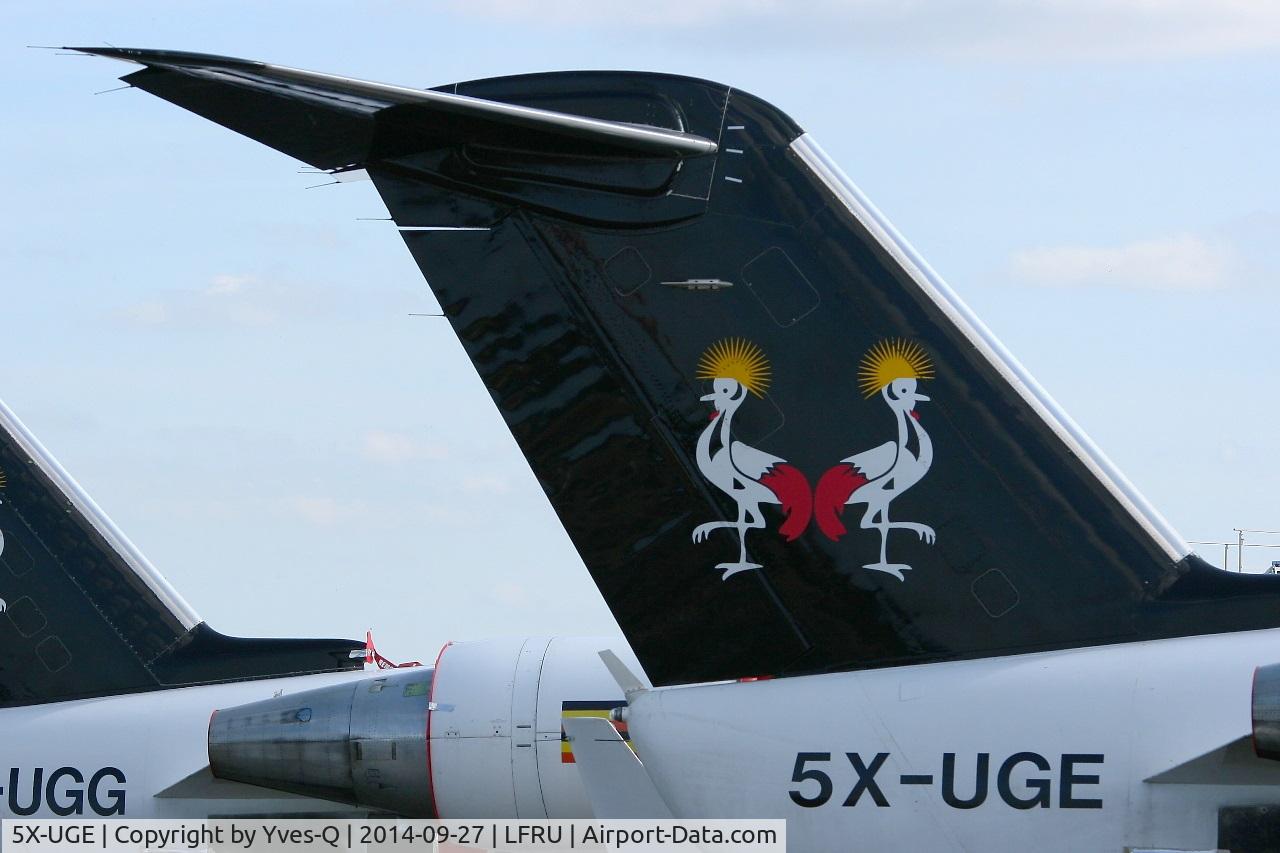 5X-UGE, 1999 Canadair CRJ-200ER (CL-600-2B19) C/N 7356, Canadair Regional Jet CRJ-200ER, BritAir parking area, Morlaix-Ploujean airport (LFRU-MXN)