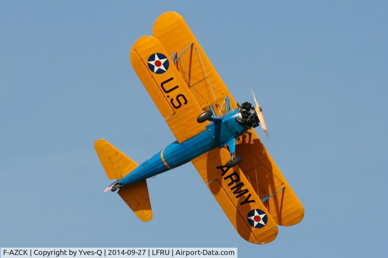 F-AZCK, 1941 Boeing A75N1 (PT-17) C/N 75-1653, Boeing A75N1, Solo display, Morlaix-Ploujean airport (LFRU-MXN) air show in september 2014