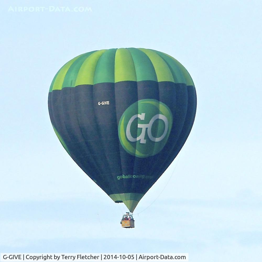 G-GIVE, 2009 Cameron Balloons A-300 C/N 11330, 2009 Cameron Balloons A-300, c/n: 11330 , overhead Leek , Staffordshire