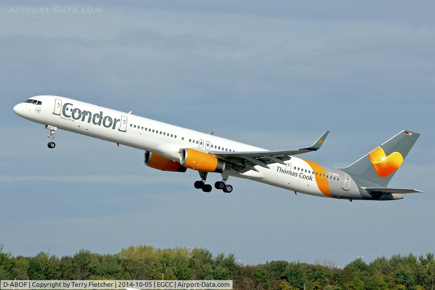 D-ABOF, 1999 Boeing 757-330 C/N 29013, 1999 Boeing 757-330, c/n: 29013 of Condor / Thos Cook departing Manchester