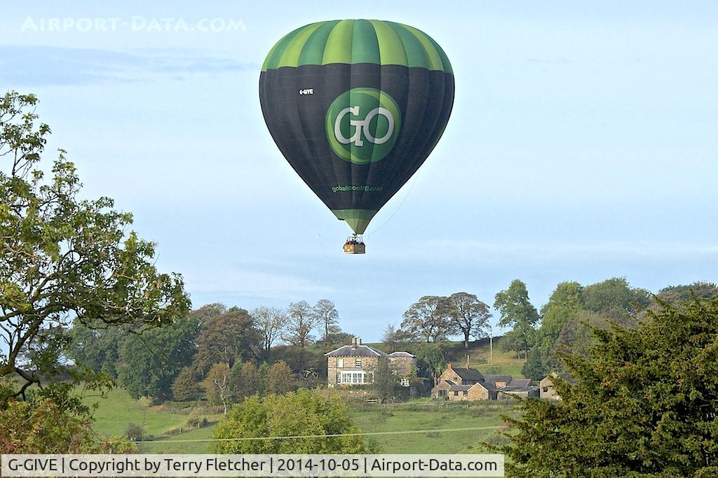 G-GIVE, 2009 Cameron Balloons A-300 C/N 11330, 2009 Cameron Balloons A-300, c/n: 11330 over Leek in Staffordshire