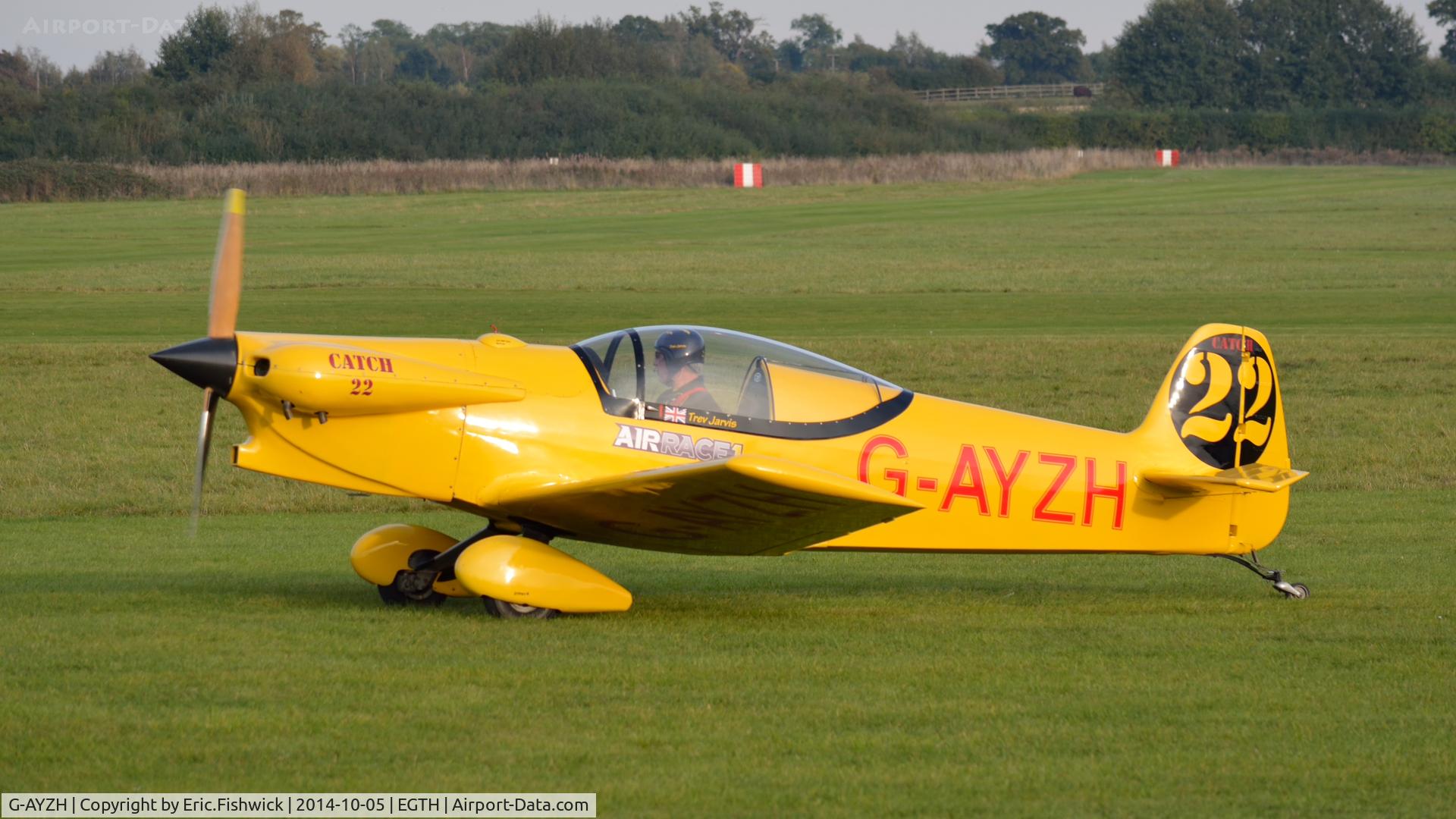 G-AYZH, 2007 Taylor JT-2 Titch C/N PFA 060-1316, 1. G-AYZH (F1 racer) preparing to depart the rousing season finale Race Day Air Show at Shuttleworth, Oct. 2014.