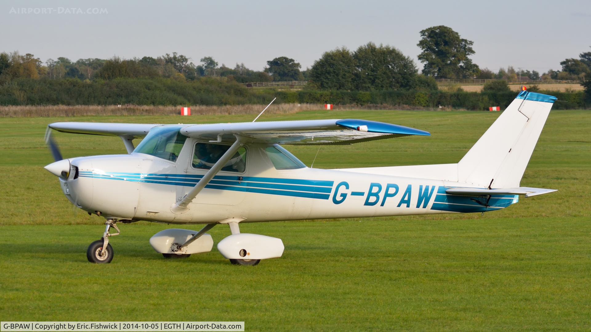 G-BPAW, 1976 Cessna 150M C/N 150-77923, 3. G-BPAW preparing to depart the rousing season finale Race Day Air Show at Shuttleworth, Oct. 2014.