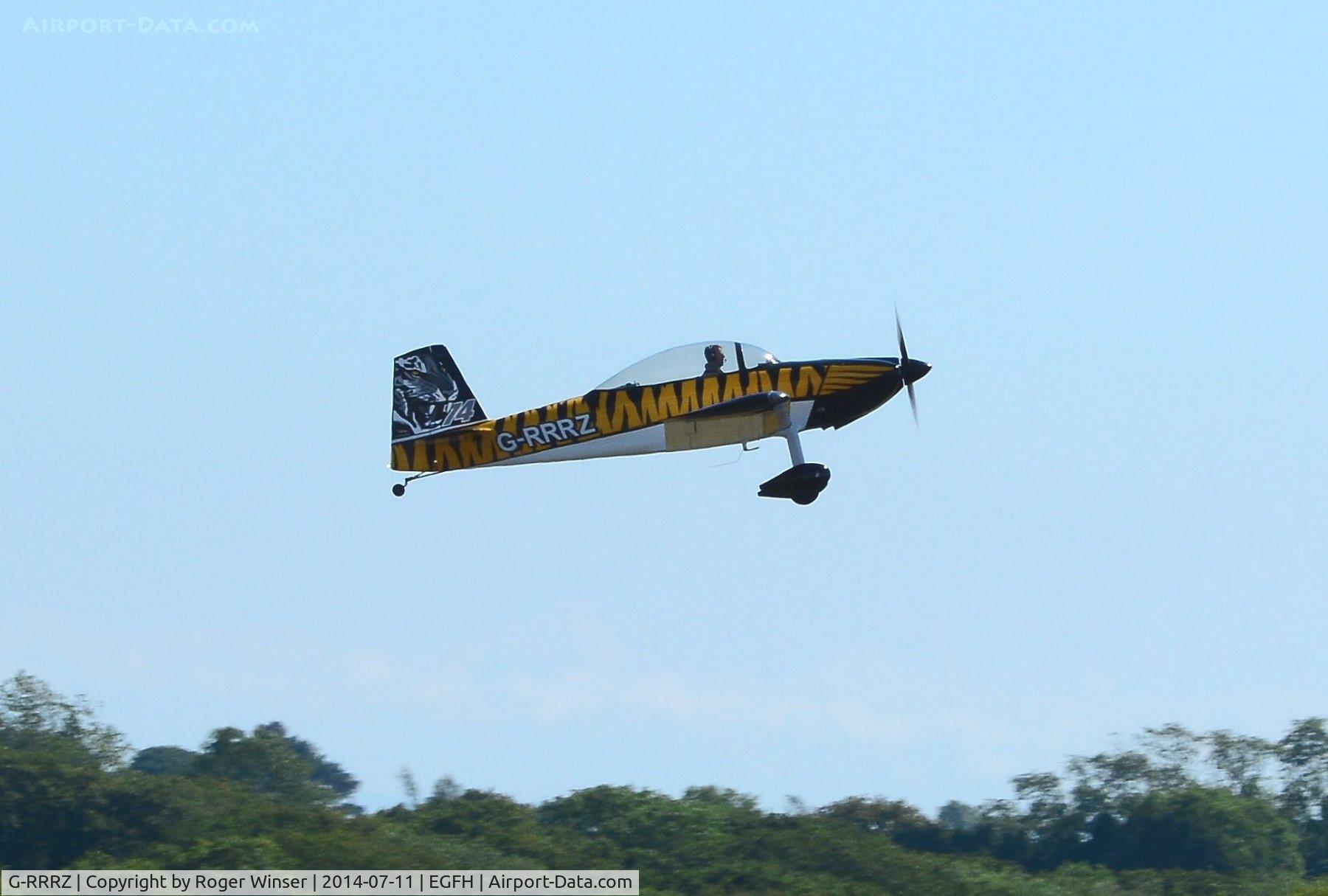 G-RRRZ, 2013 Vans RV-8 C/N PFA 305-15107, Visiting RV-8 in tiger markings departing Runway 28.