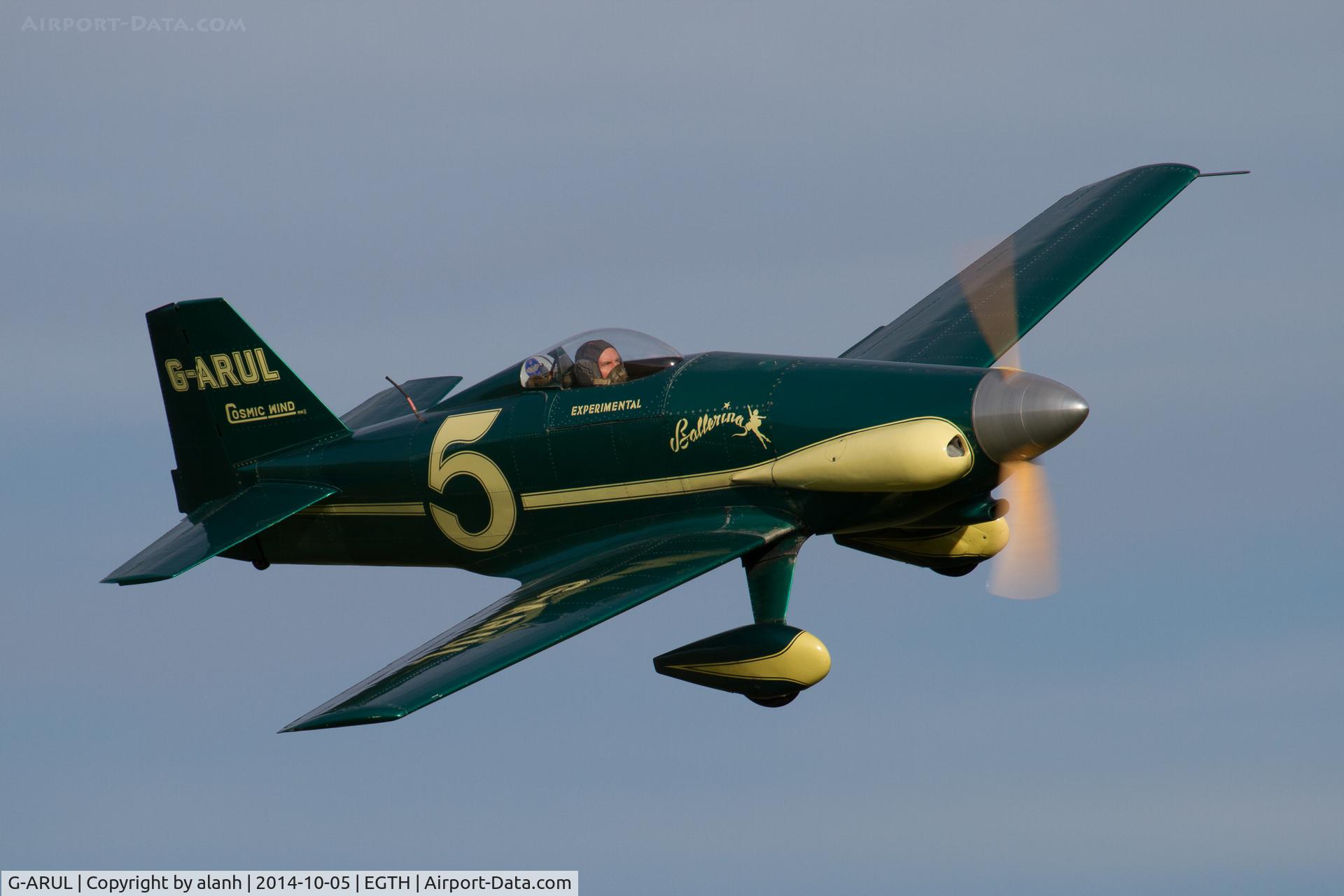G-ARUL, 1973 LeVier Cosmic Wind C/N PFA 1511, A beautiful topside pass towards the end of a spirited aerobatic display during the Shuttleworth Trust's 'Race Day' airshow, 2014