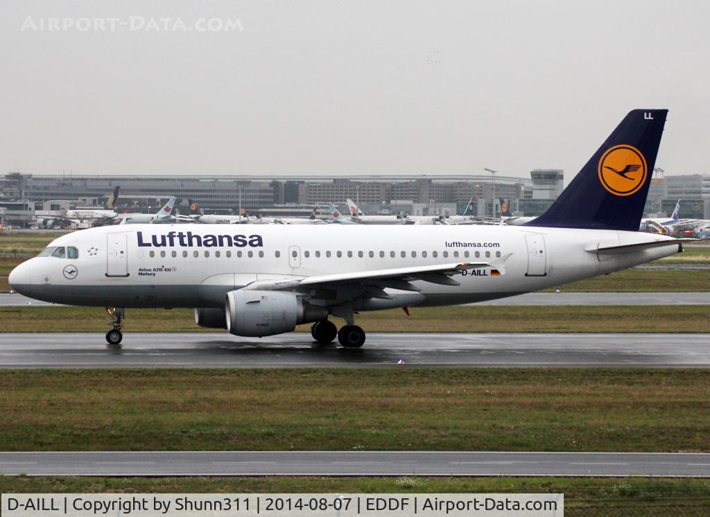 D-AILL, 1997 Airbus A319-114 C/N 689, Taxiing holding point rwy 18 for departure