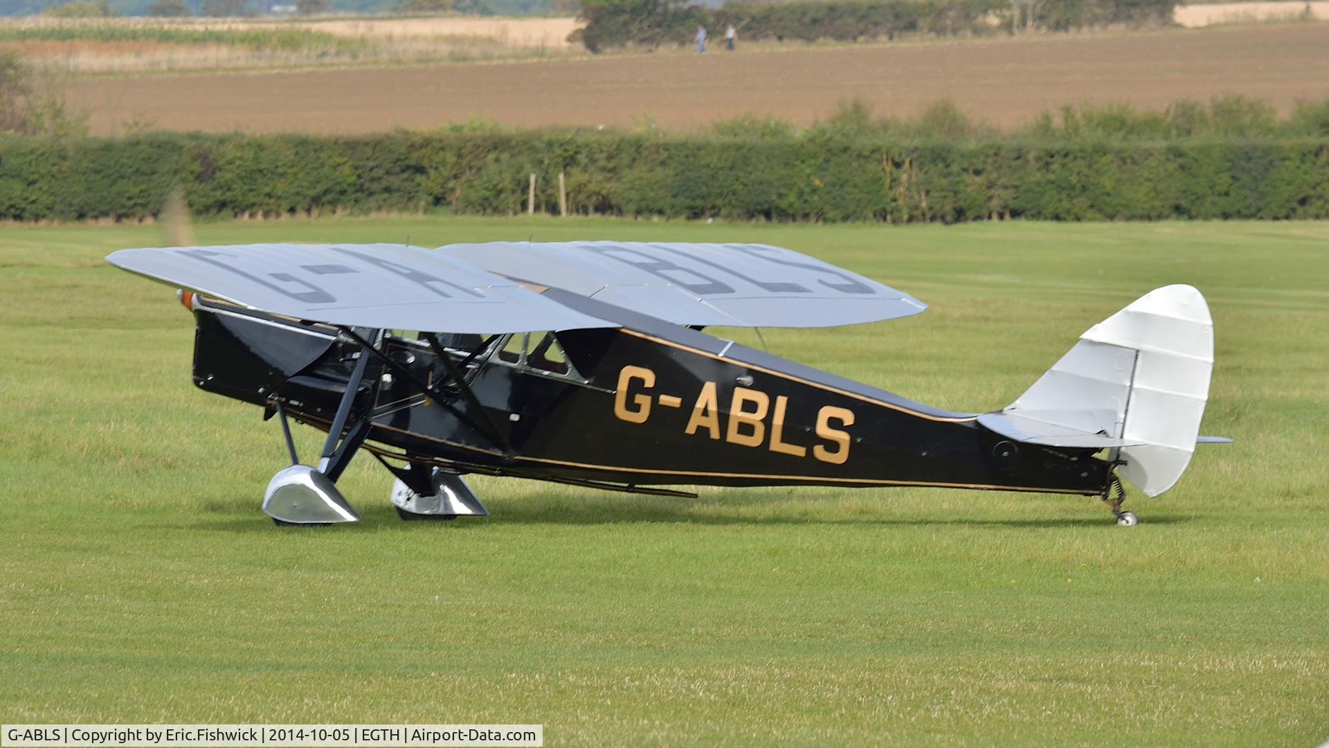 G-ABLS, 1931 De Havilland DH.80A Puss Moth C/N 2164, 1. G-ABLS preparing to depart the rousing season finale Race Day Air Show at Shuttleworth, Oct. 2014.