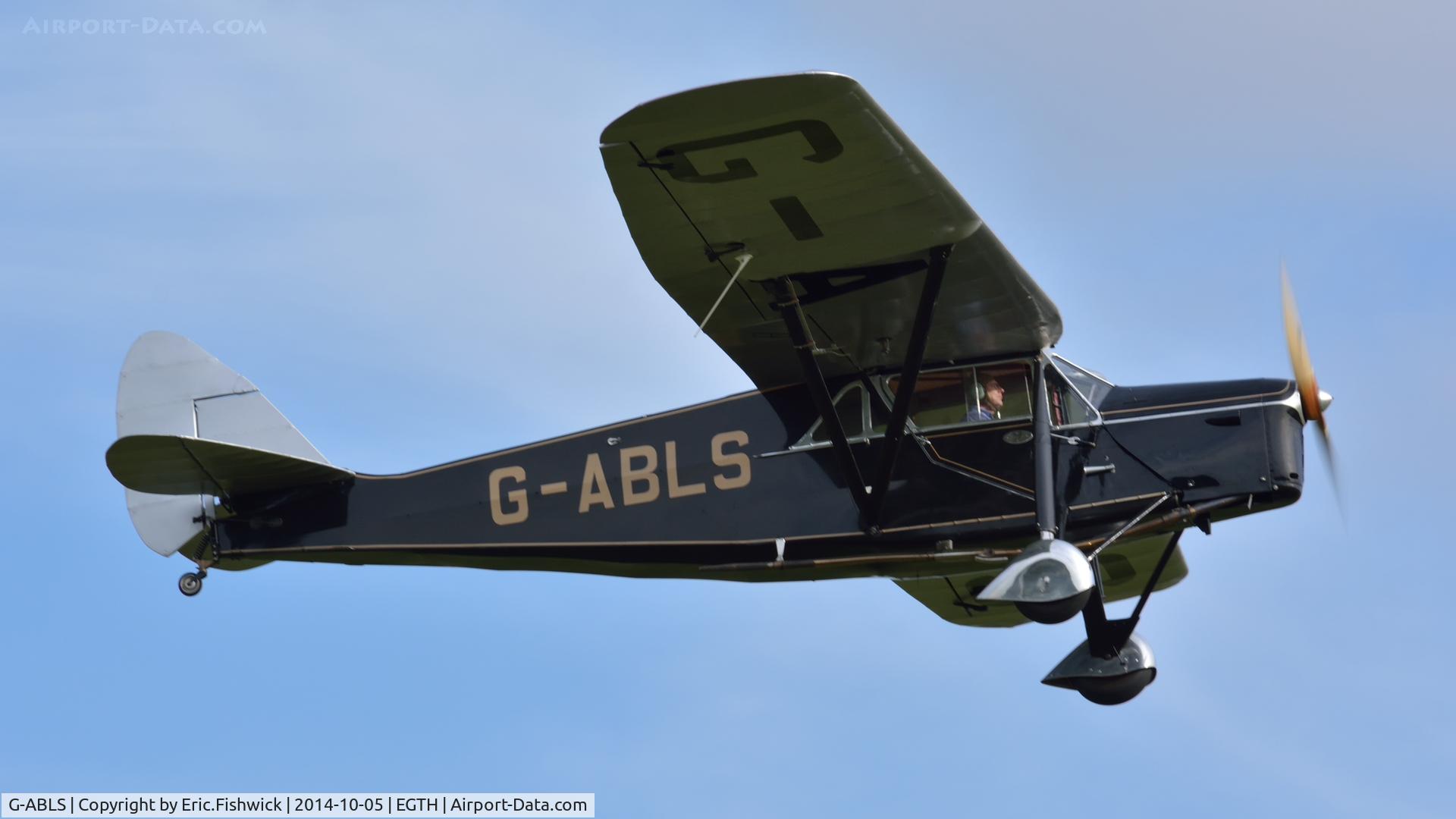 G-ABLS, 1931 De Havilland DH.80A Puss Moth C/N 2164, 44. G-ABLS in display mode at the rousing season finale Race Day Air Show at Shuttleworth, Oct. 2014.