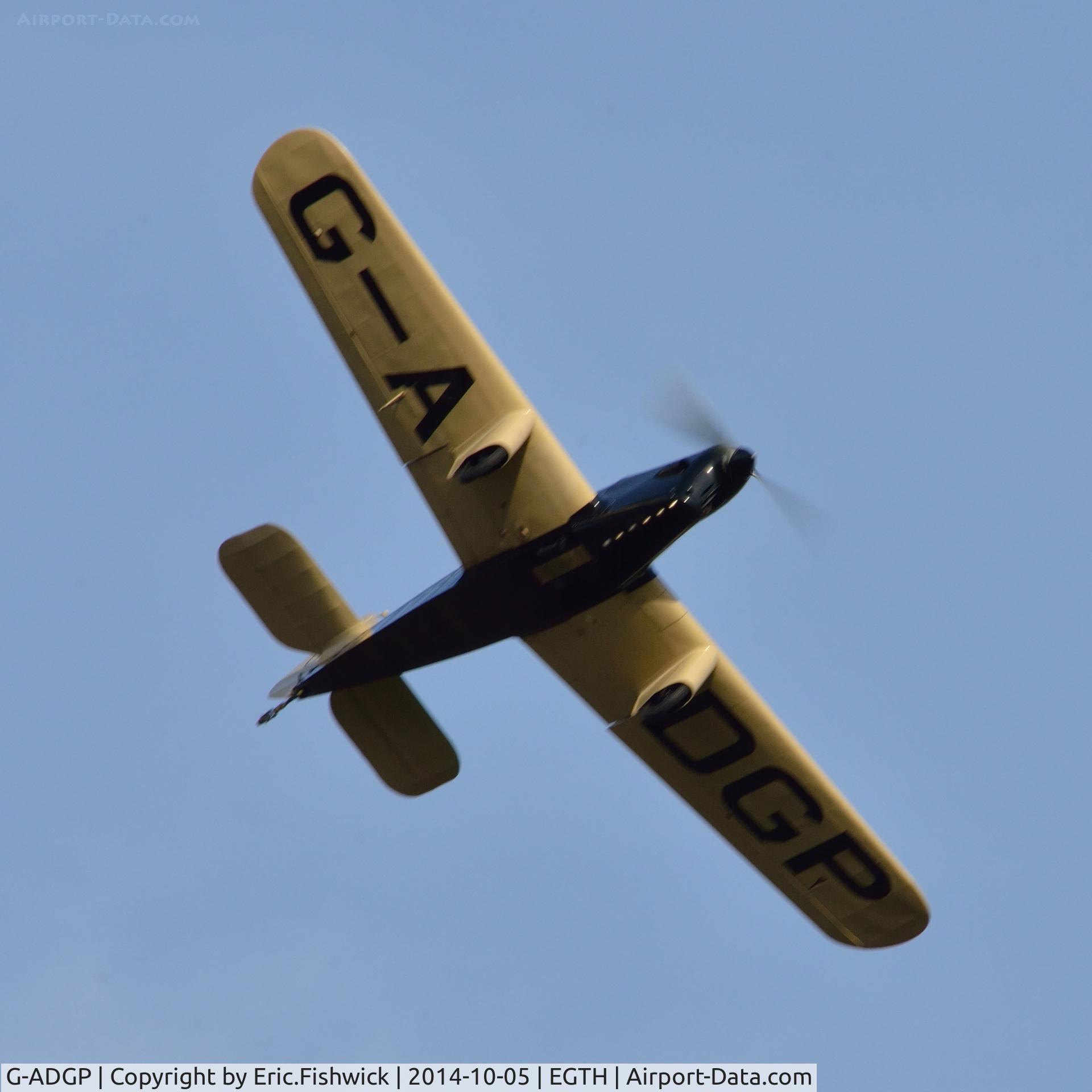 G-ADGP, 1935 Miles M.2L Hawk Speed Six C/N 160, 44. G-ADGP in display mode at the rousing season finale Race Day Air Show at Shuttleworth, Oct. 2014.