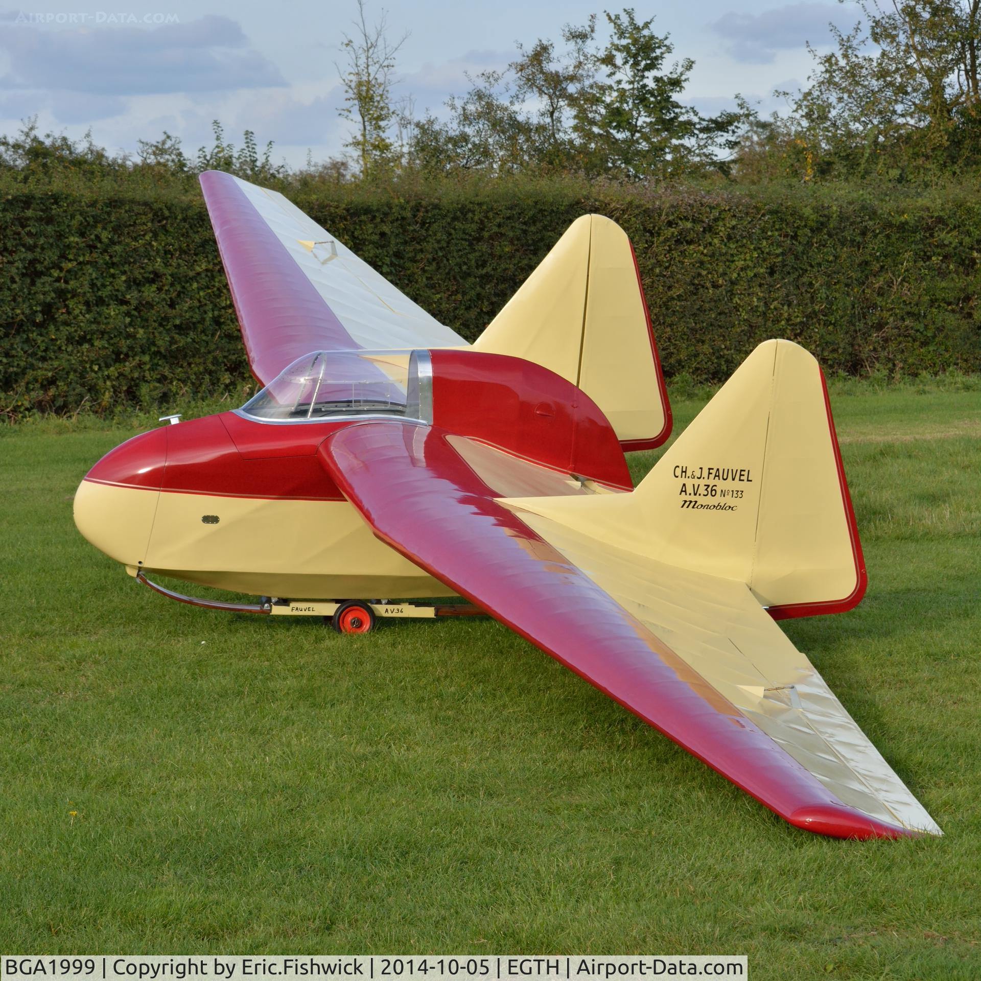 BGA1999, 1955 Fauvel AV-36 C/N 133, 1. BGA1999 at the rousing season finale Race Day Air Show at Shuttleworth, Oct. 2014.