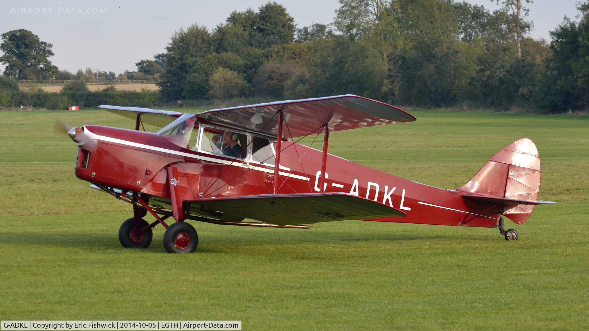 G-ADKL, 1935 De Havilland DH.87B Hornet Moth C/N 8035, 3. G-ADKL preparing to depart the rousing season finale Race Day Air Show at Shuttleworth, Oct. 2014.