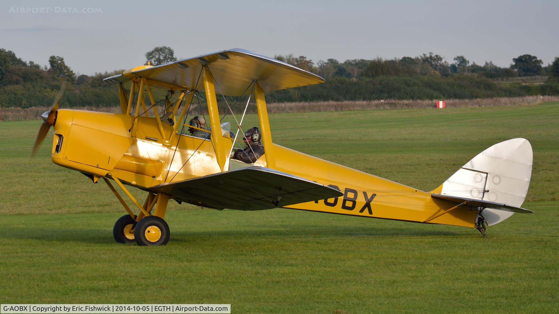 G-AOBX, 1940 De Havilland DH-82A Tiger Moth II C/N 83653, 1. G-AOBX preparing to depart the rousing season finale Race Day Air Show at Shuttleworth, Oct. 2014.