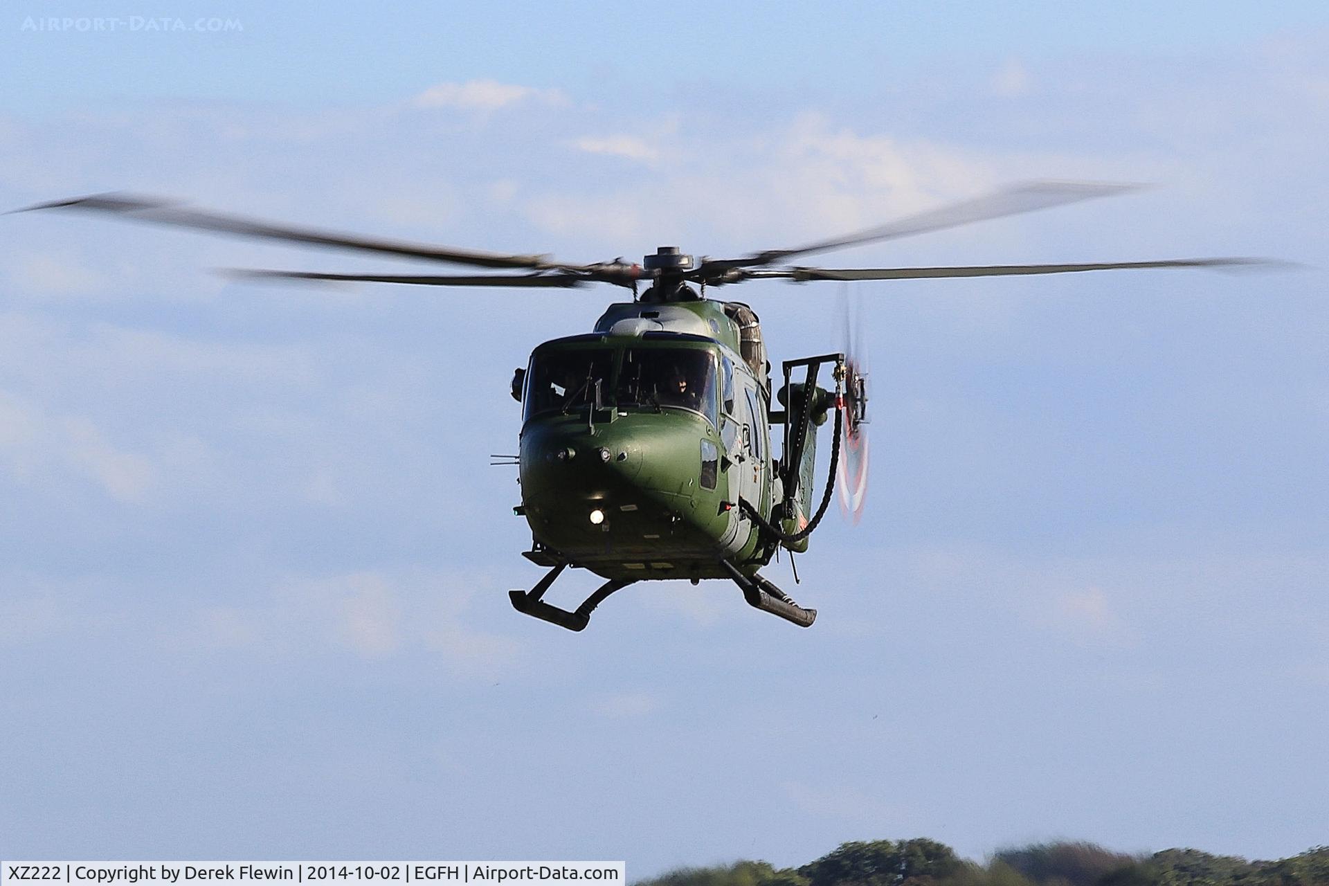 XZ222, 1979 Westland Lynx AH.7 C/N 148, AAC Lynz AH.7, RAF Odiham based, seen approaching the pan at EGFH.