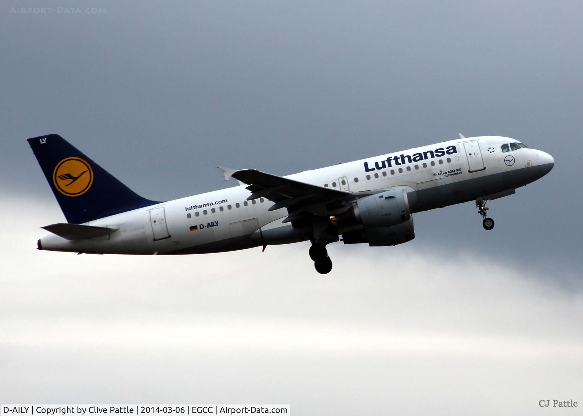 D-AILY, 1998 Airbus A319-114 C/N 875, Manchester departure and climb-out