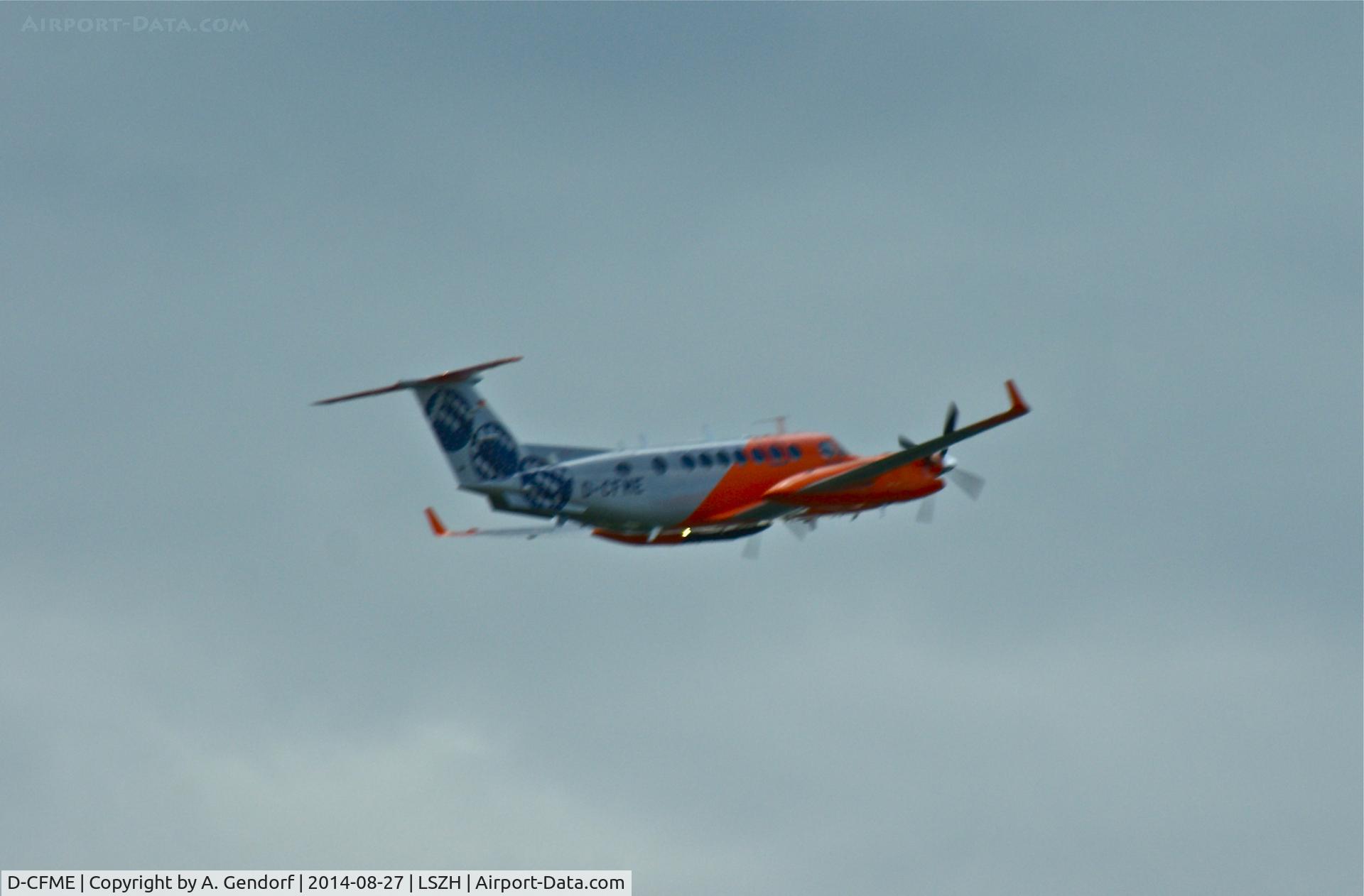 D-CFME, 2009 Hawker Beechcraft 350 King Air (B300) C/N FL-627, Flight Calibration Services, is here climbing out Zürich-Kloten(LSZH)