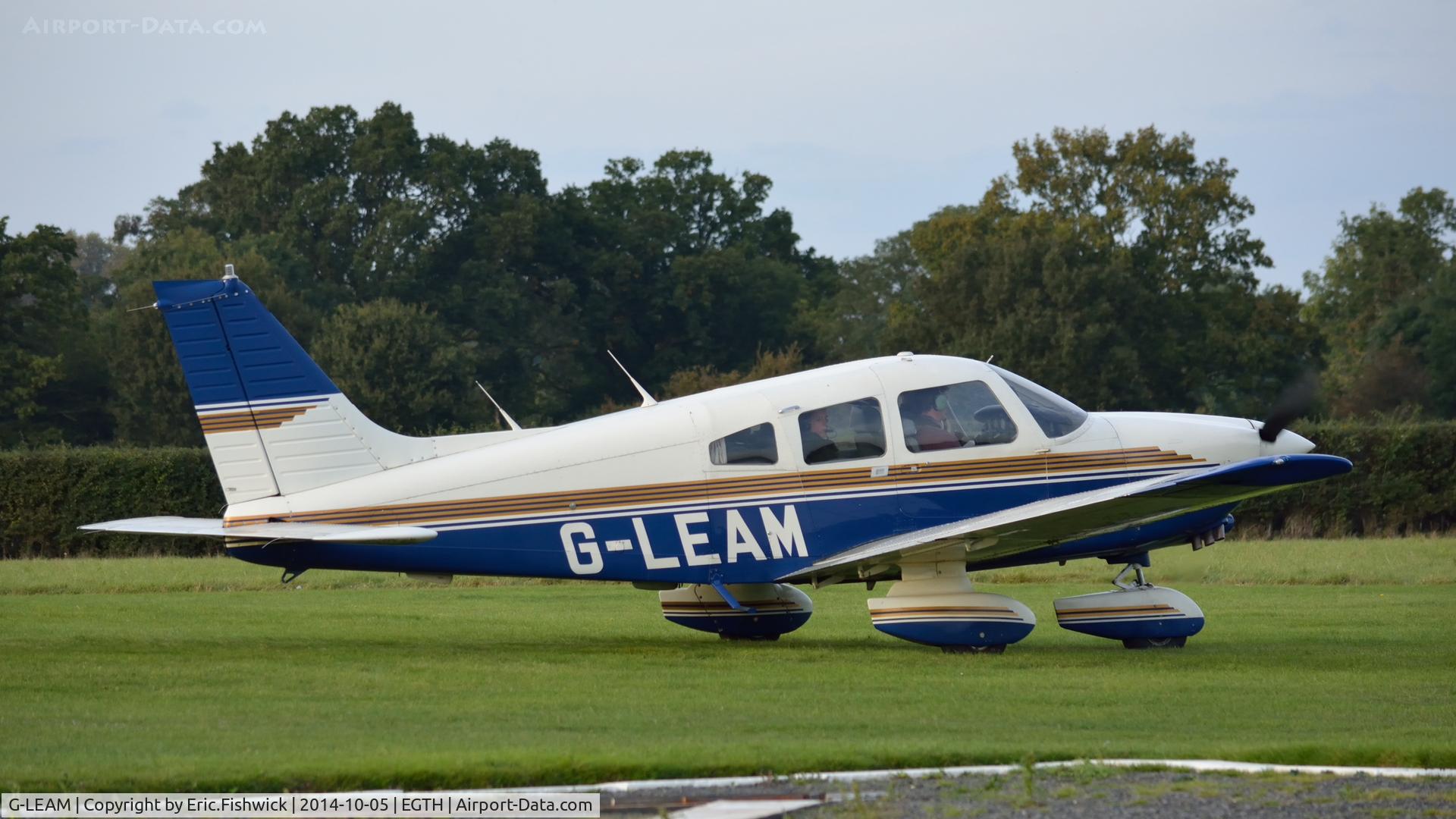 G-LEAM, 1980 Piper PA-28-236 Dakota C/N 28-8011061, 2. G-LEAM preparing to depart the rousing season finale Race Day Air Show at Shuttleworth, Oct. 2014.