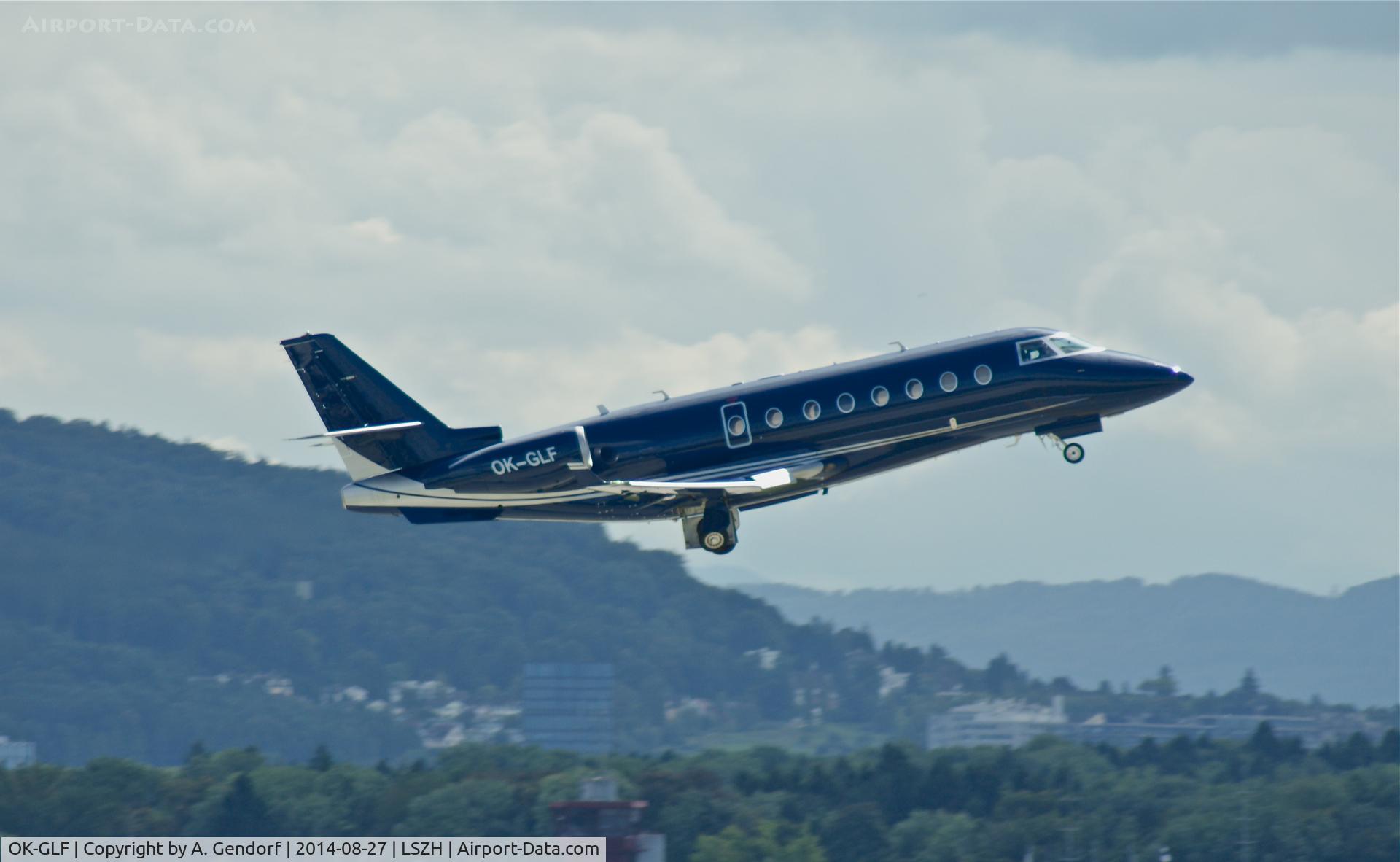 OK-GLF, 2007 Gulfstream Aerospace G200 C/N 167, See this nice blue jet rocketing out of Zürich-Kloten(LSZH)