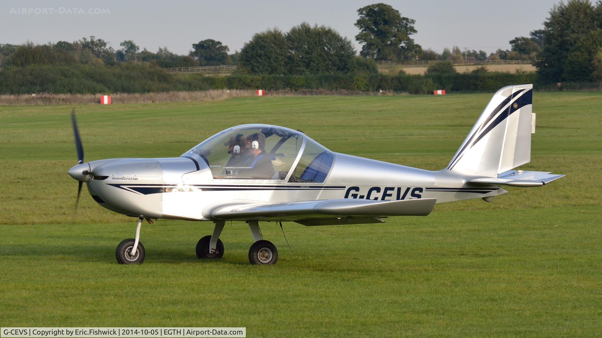 G-CEVS, 2007 Cosmik EV-97 TeamEurostar UK C/N 3102, 3. G-CEVS preparing to depart the rousing season finale Race Day Air Show at Shuttleworth, Oct. 2014.