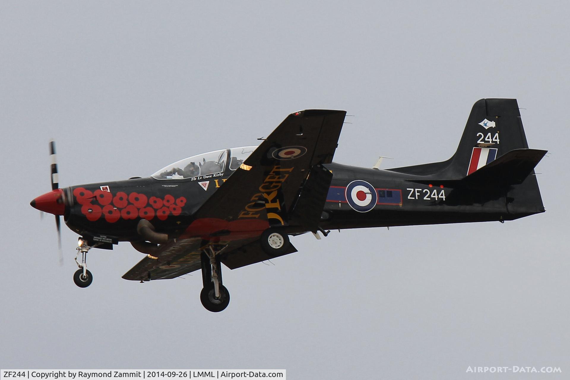 ZF244, 1990 Short S-312 Tucano T1 C/N S050/T45, Short Tucano ZF244 72Sqd RAF in special colour scheme.