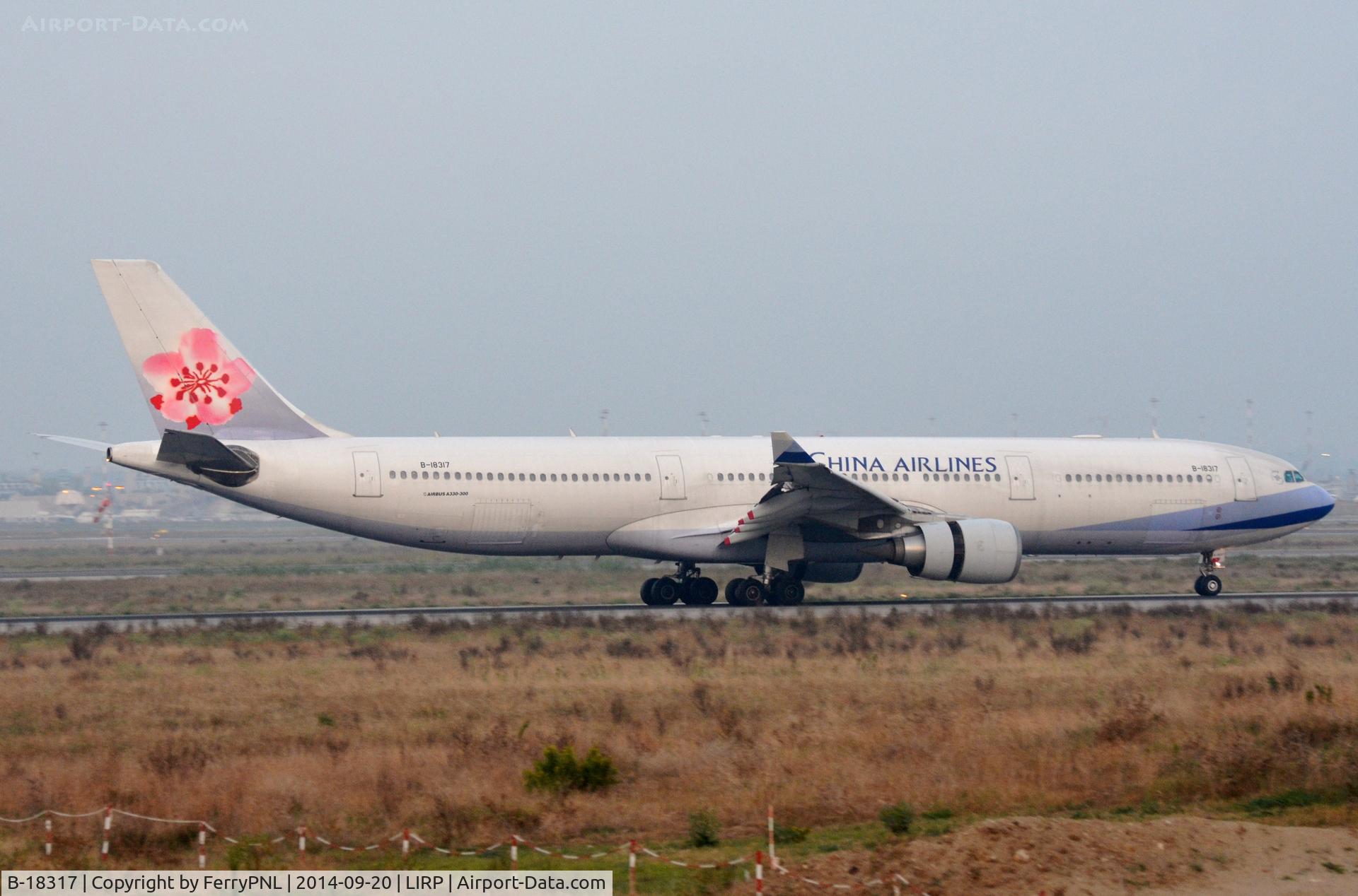 B-18317, 2007 Airbus A330-302 C/N 861, China Airlines A333 landing in FCO