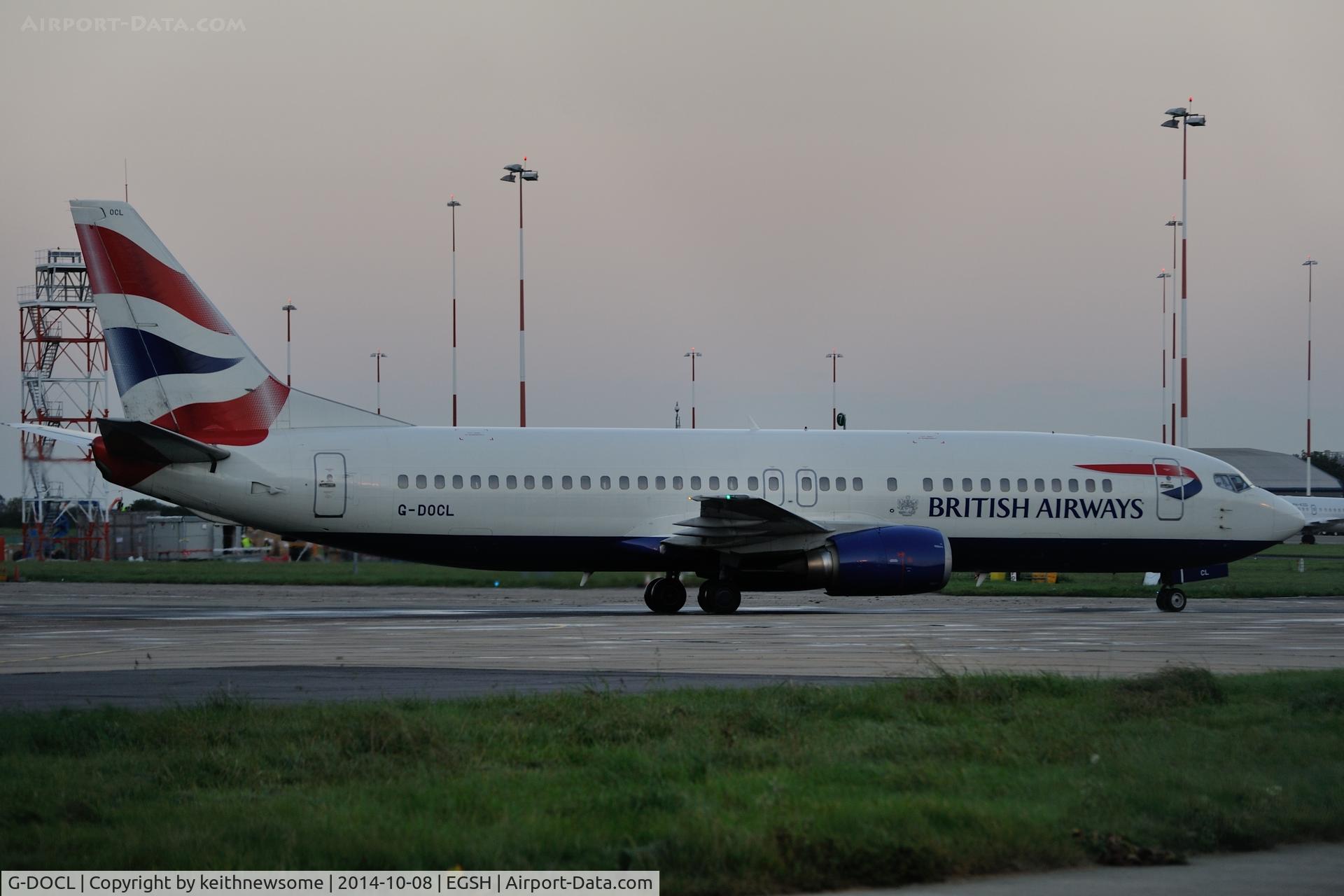 G-DOCL, 1992 Boeing 737-436 C/N 25842, Late evening arrival.