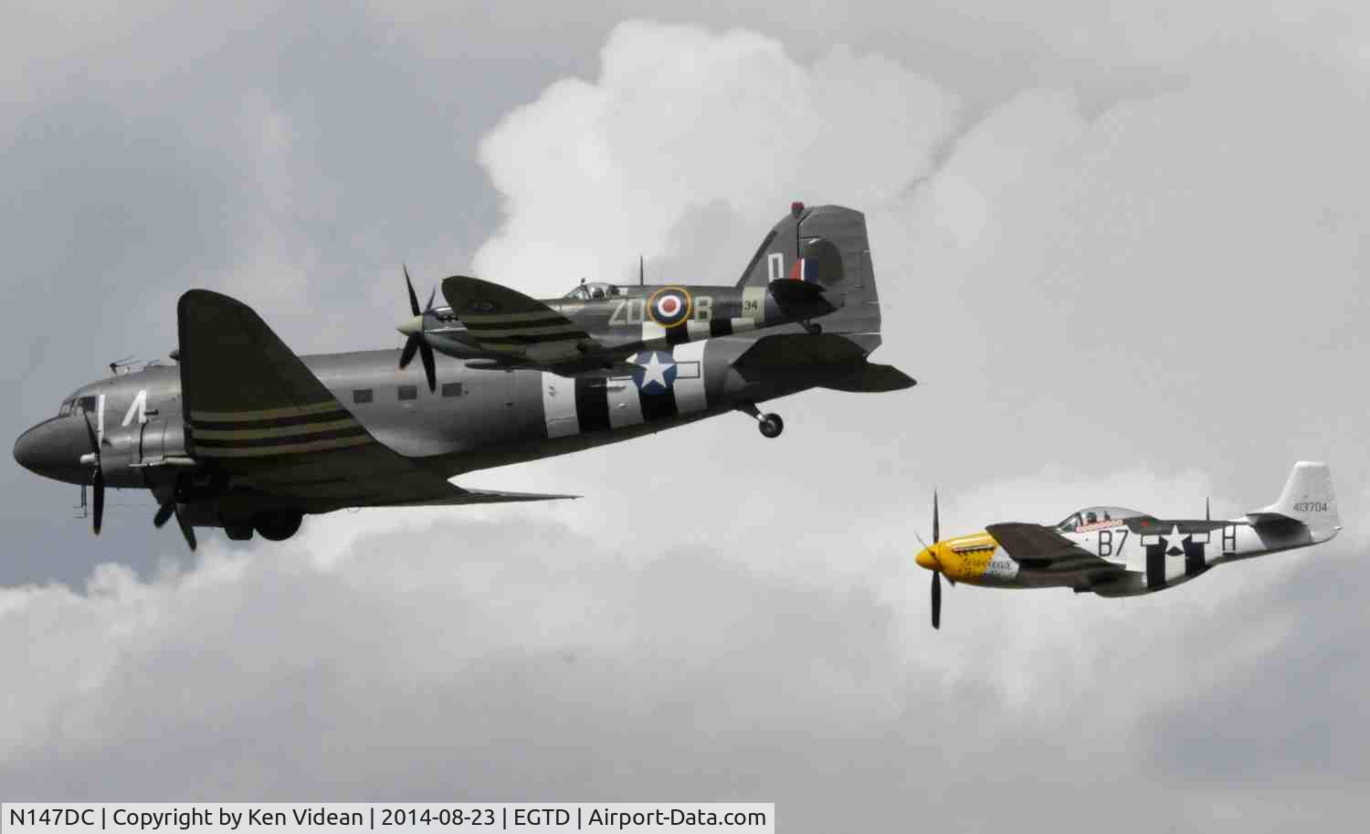 N147DC, 1943 Douglas C-47A-75-DL Skytrain C/N 19347, In formation with G-BTCD & G-AIST.