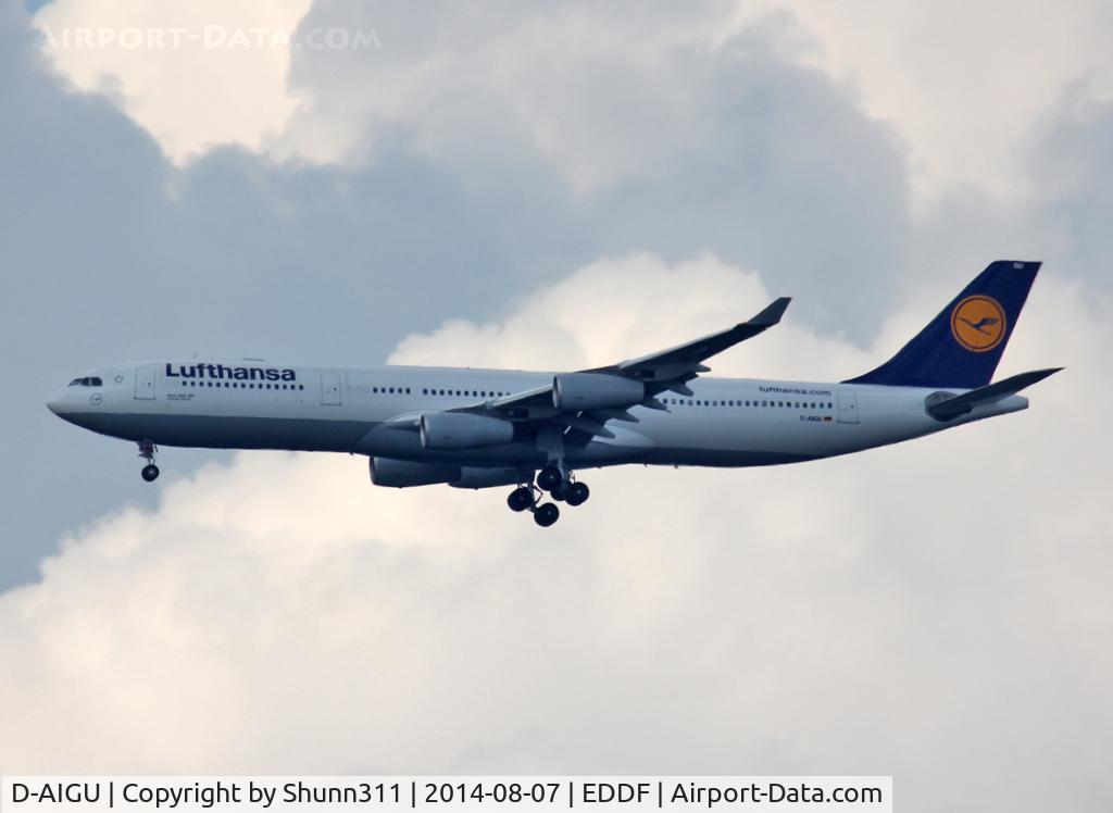 D-AIGU, 2000 Airbus A340-313 C/N 321, Landing rwy 25R