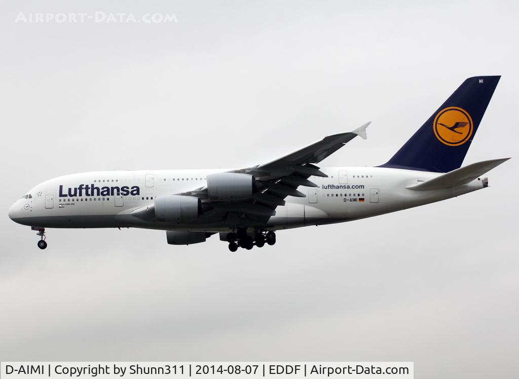 D-AIMI, 2011 Airbus A380-841 C/N 072, Landing rwy 25L
