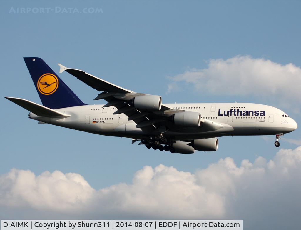 D-AIMK, 2013 Airbus A380-841 C/N 118, Landing rwy 25L