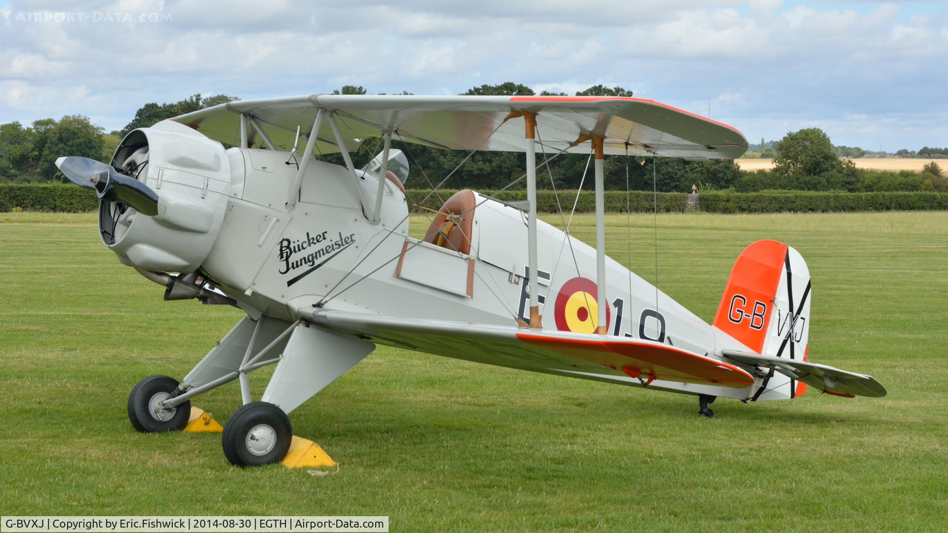 G-BVXJ, 1937 Bucker Bu-133C Jungmeister C/N E-19, 3. G-BVXJ at Shuttleworth - Edwardian Picnic and Evening Airshow, Aug. 2014