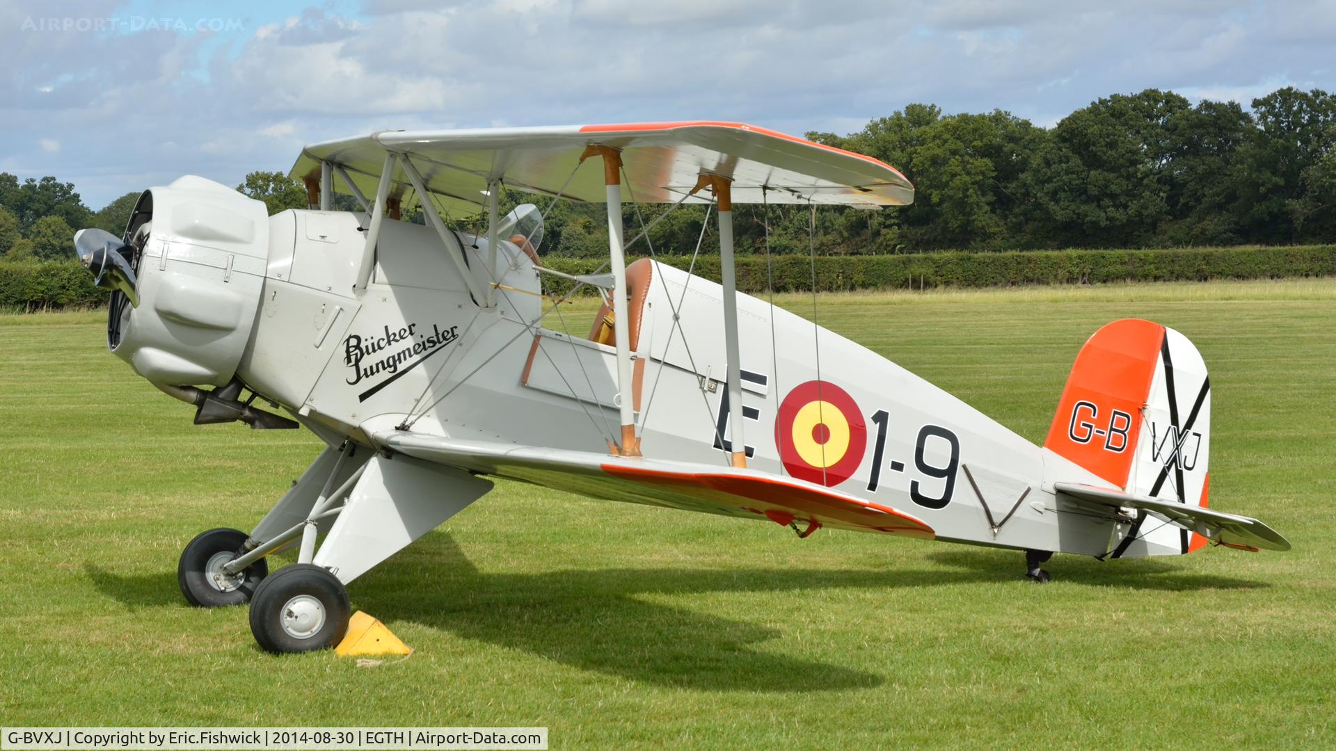 G-BVXJ, 1937 Bucker Bu-133C Jungmeister C/N E-19, 1. G-BVXJ at Shuttleworth - Edwardian Picnic and Evening Airshow, Aug. 2014.