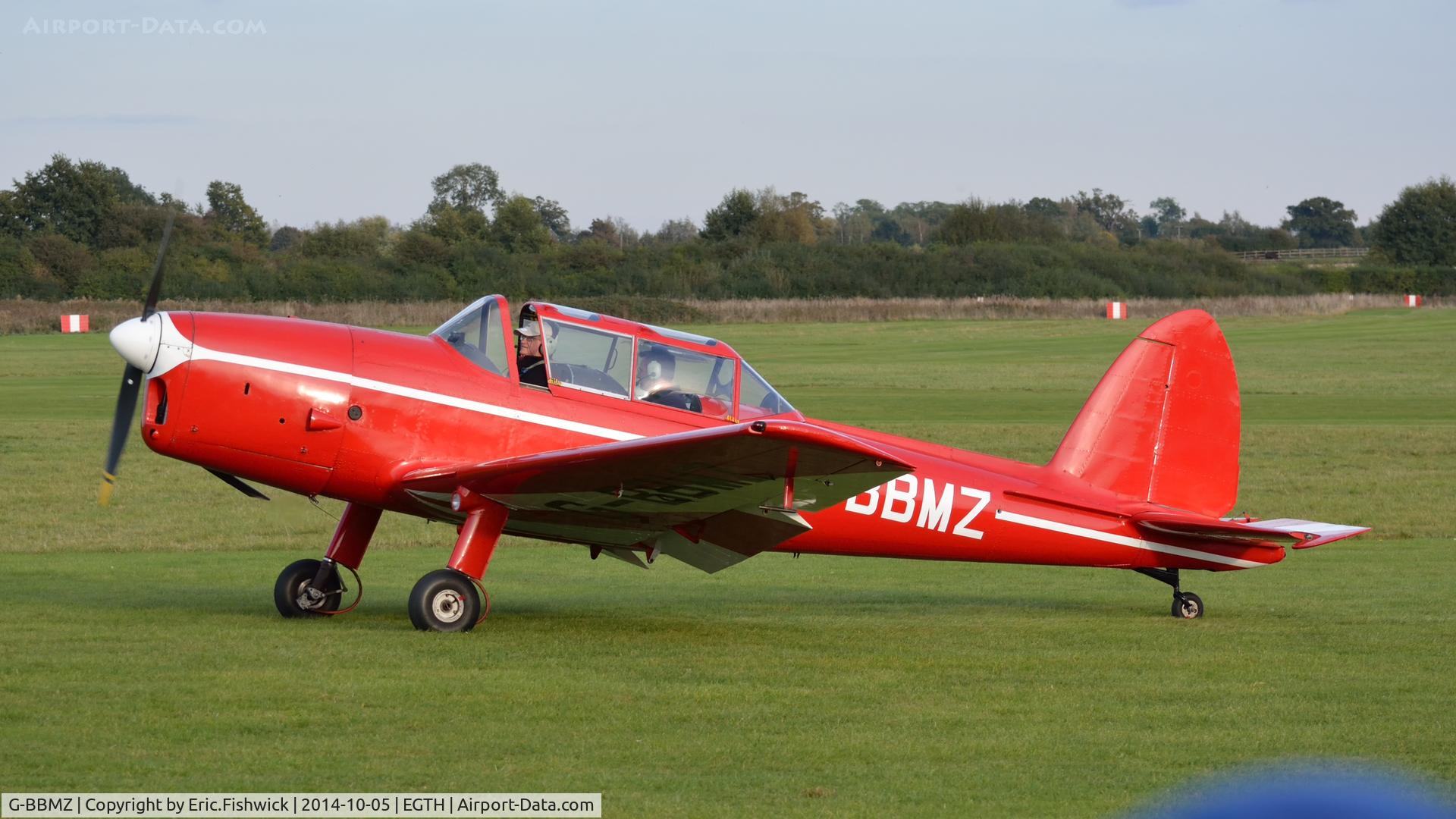 G-BBMZ, 1950 De Havilland DHC-1 Chipmunk T.10 C/N C1/0563, 1. G-BBMZ preparing to depart the rousing season finale Race Day Air Show at Shuttleworth, Oct. 2014
