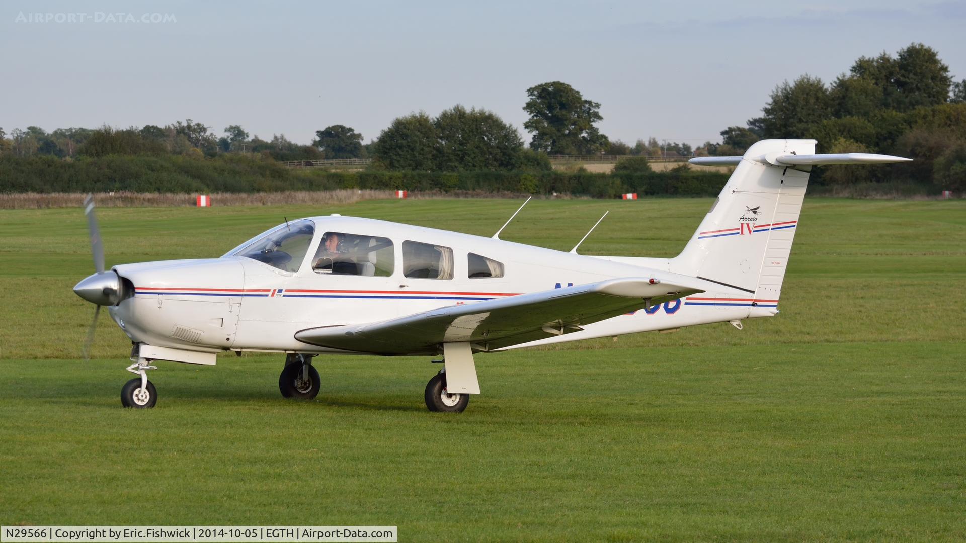 N29566, 1979 Piper PA-28RT-201 Arrow IV C/N 28R-7918146, 1. N29566 preparing to depart the rousing season finale Race Day Air Show at Shuttleworth, Oct. 2014