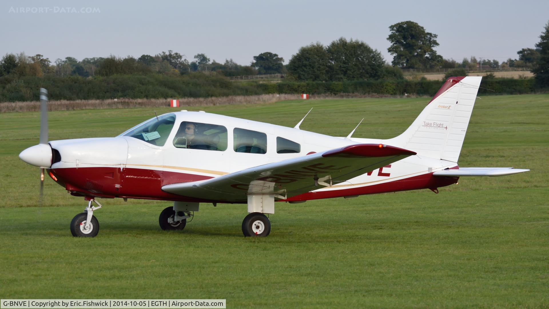 G-BNVE, 1984 Piper PA-28-181 Cherokee Archer II C/N 28-8490046, 1. G-BNVE preparing to depart the rousing season finale Race Day Air Show at Shuttleworth, Oct. 2014