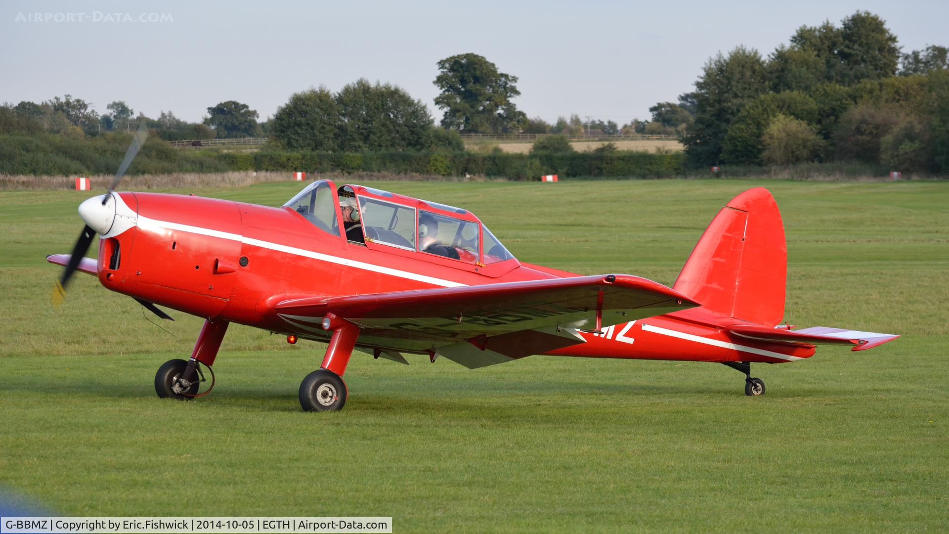 G-BBMZ, 1950 De Havilland DHC-1 Chipmunk T.10 C/N C1/0563, 3. G-BMMZ preparing to depart the rousing season finale Race Day Air Show at Shuttleworth, Oct. 2014