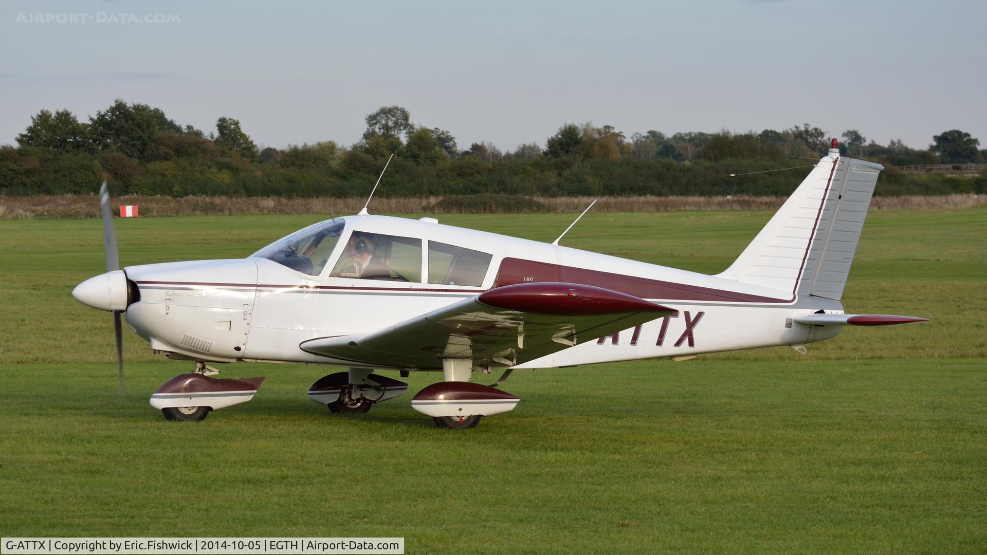 G-ATTX, 1966 Piper PA-28-180 Cherokee C C/N 28-3390, 1. G-ATTX preparing to depart the rousing season finale Race Day Air Show at Shuttleworth, Oct. 2014