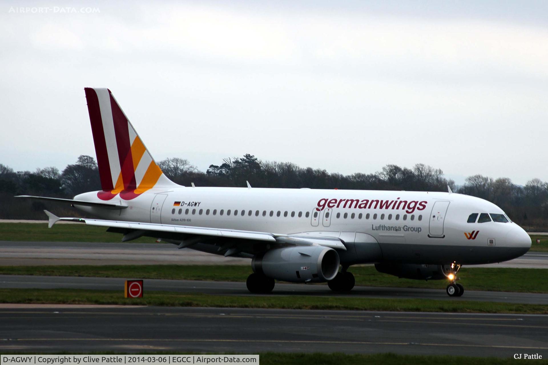 D-AGWY, 2013 Airbus A319-132 C/N 5941, Manchester arrival