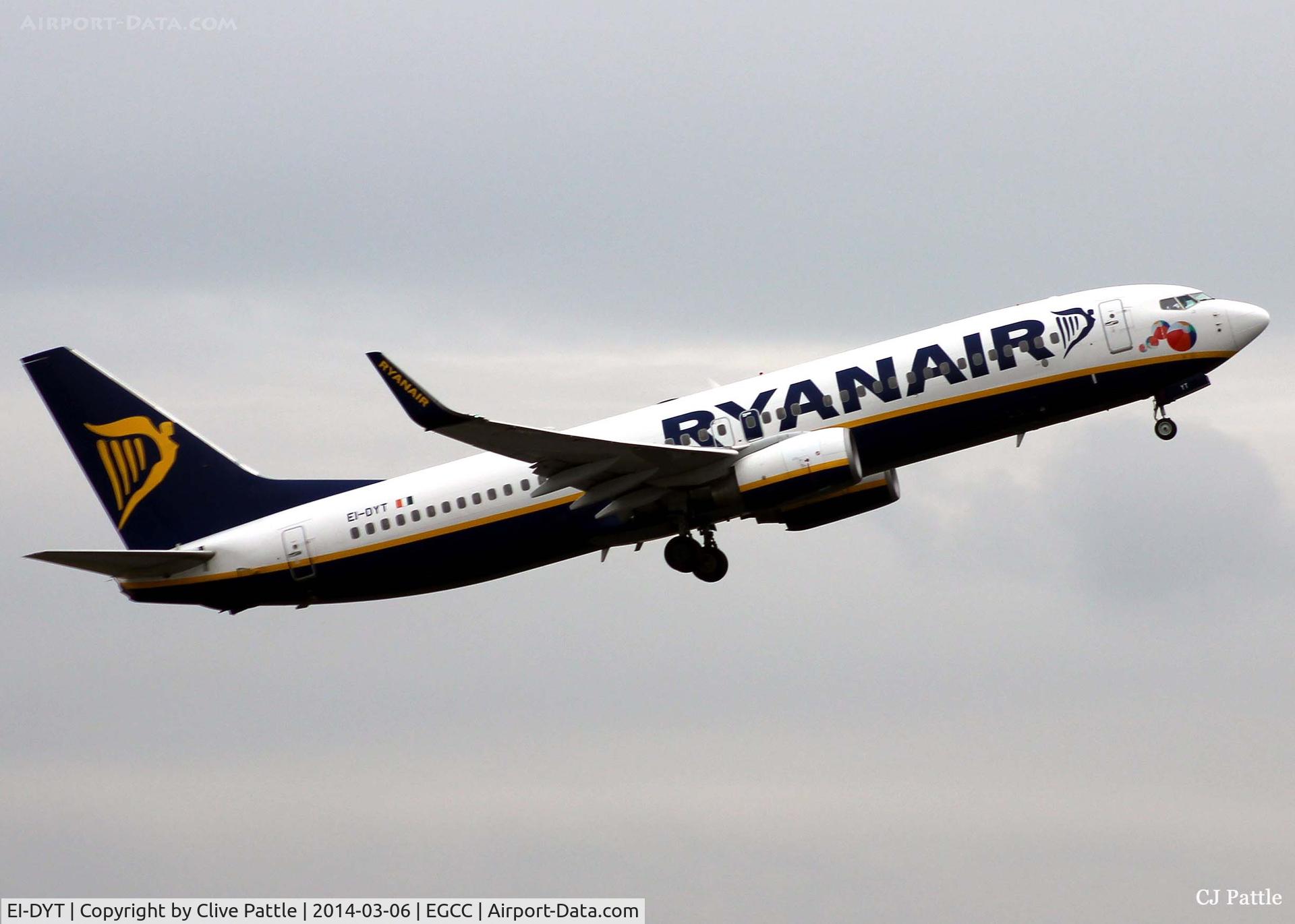 EI-DYT, 2008 Boeing 737-8AS C/N 33634, Ryanair climb-out from Manchester