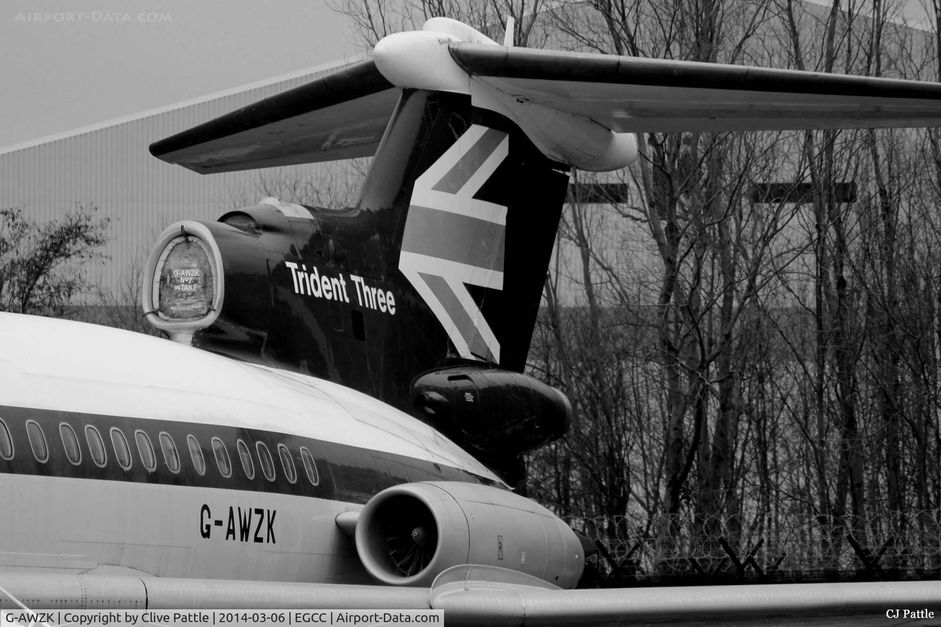 G-AWZK, 1971 Hawker Siddeley HS-121 Trident 3B-101 C/N 2312, On static display at Manchester airport viewing area